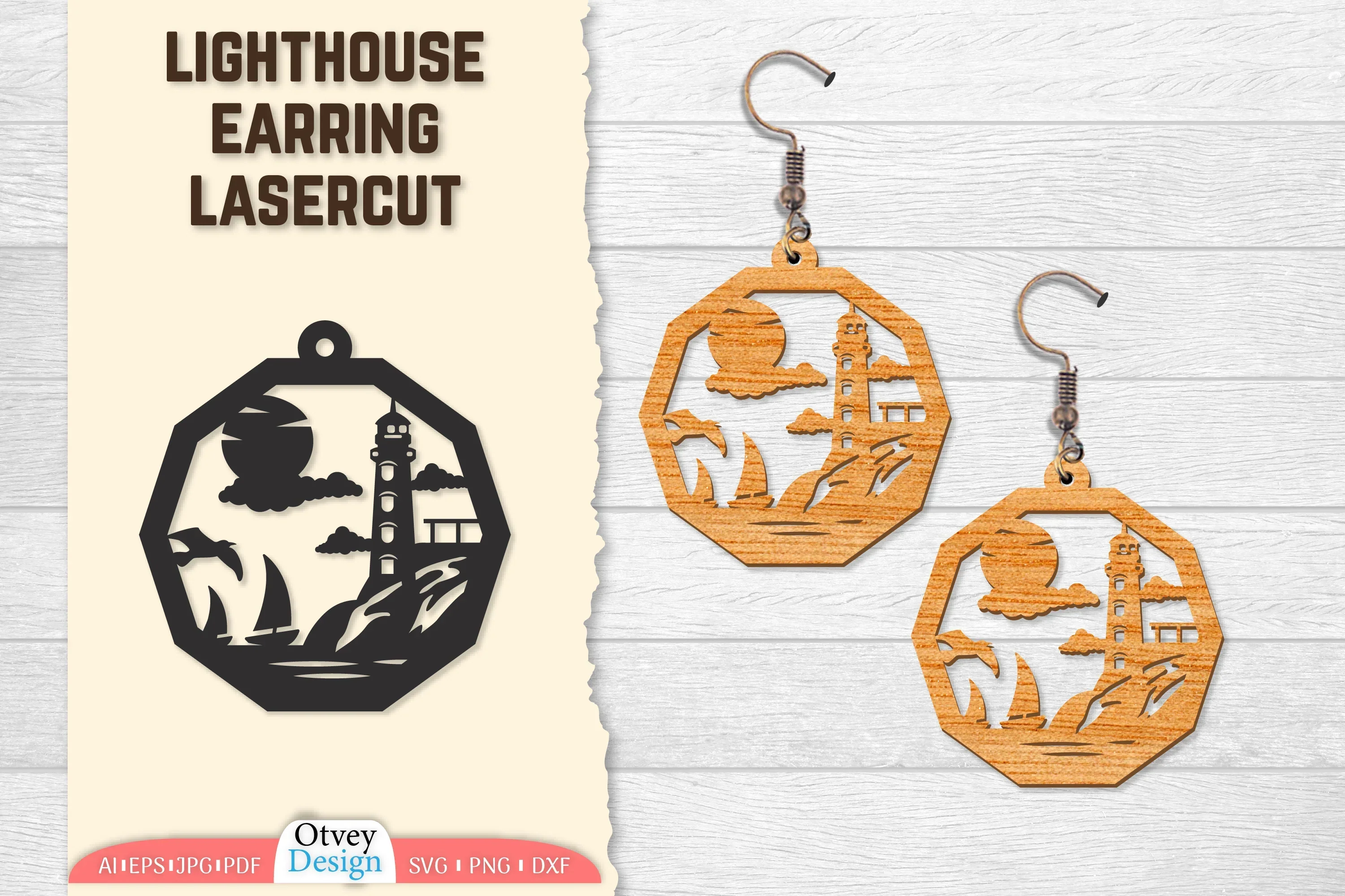 Lighthouse Earring Lasercut SVG Bundle