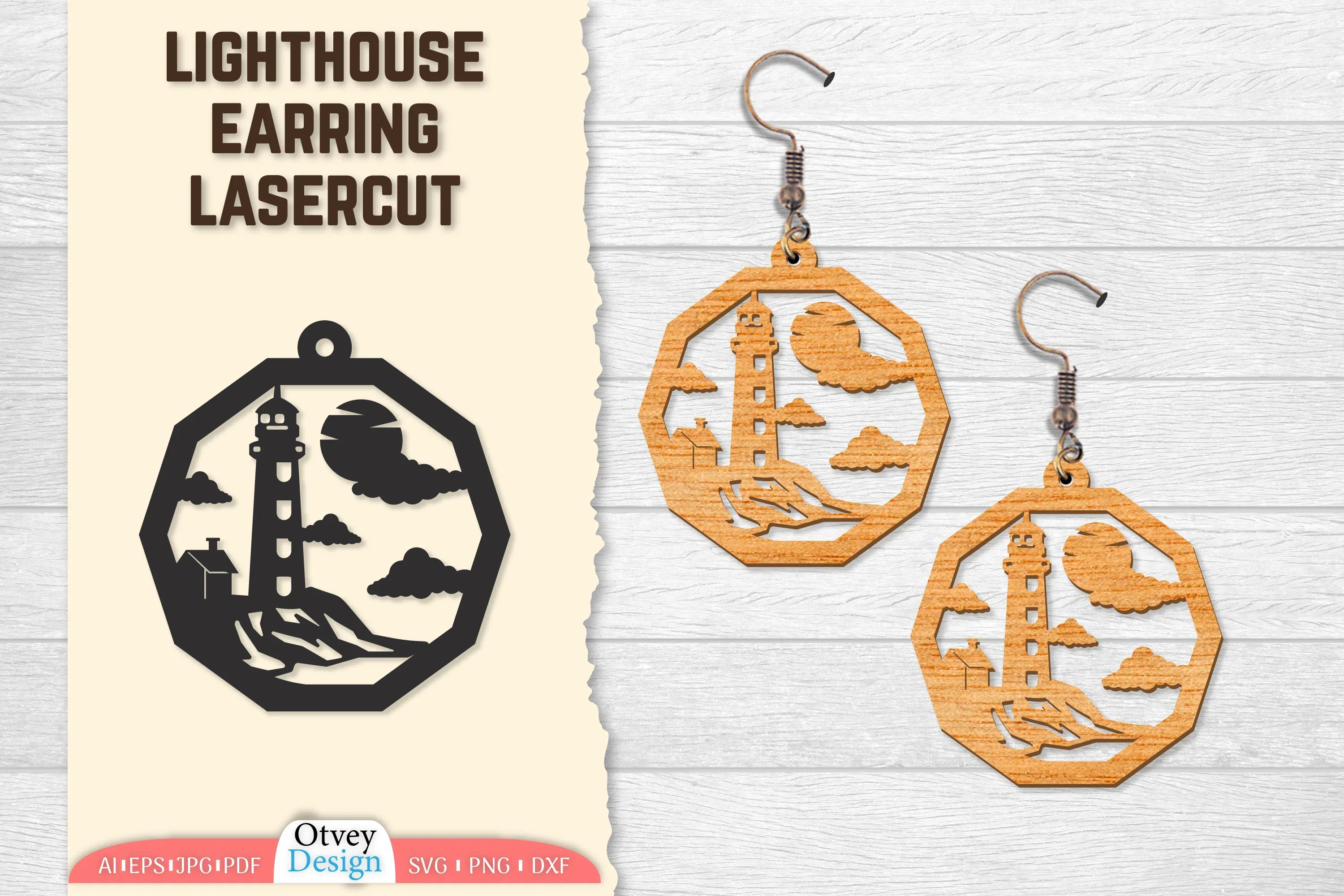 Lighthouse Earring Lasercut SVG Bundle