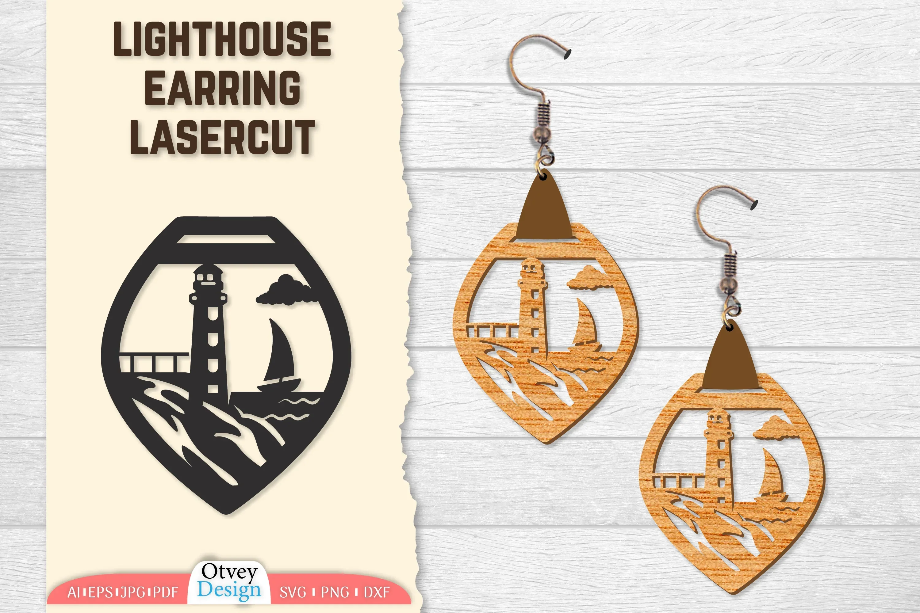 Lighthouse Earring Lasercut SVG Bundle