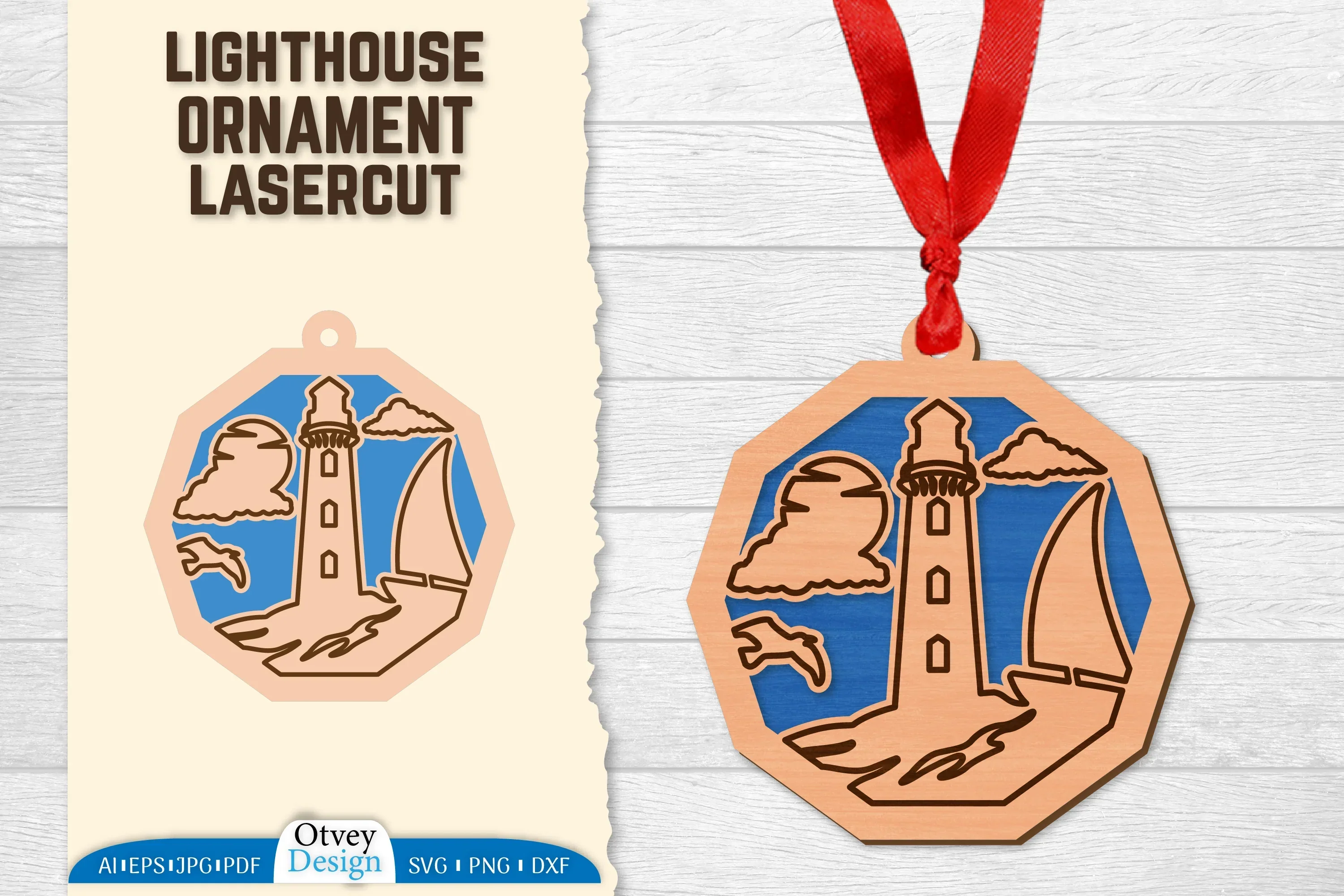Lighthouse Lasercut Ornament SVG Bundle