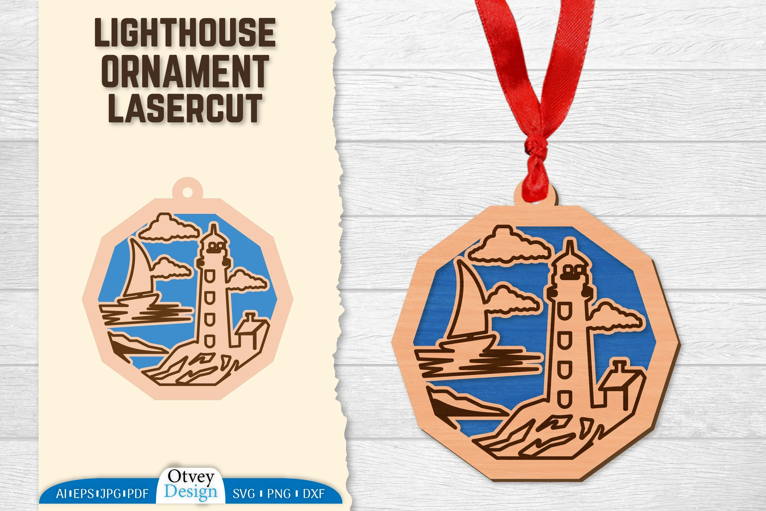Lighthouse Lasercut Ornament SVG Bundle