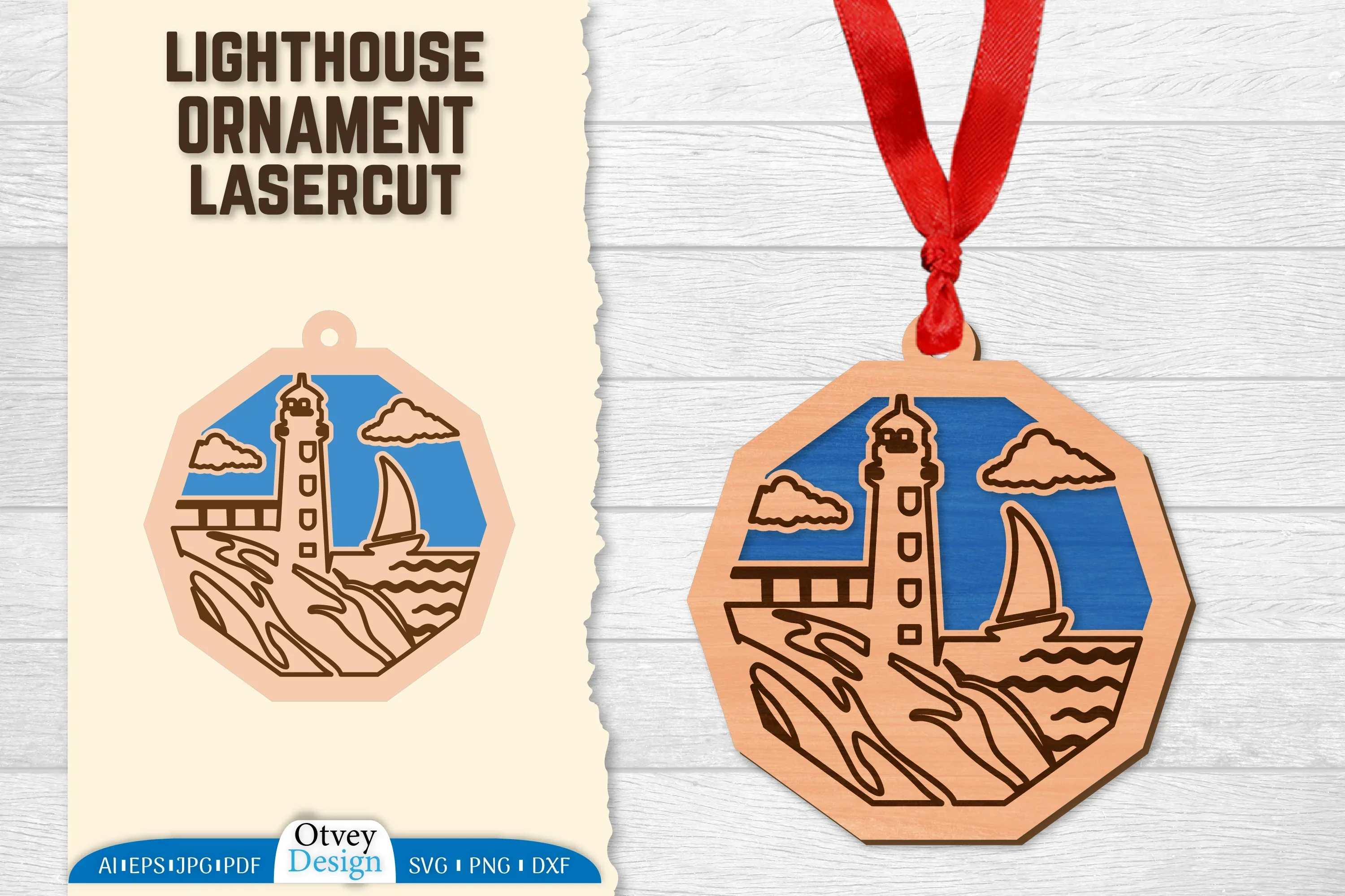 Lighthouse Lasercut Ornament SVG Bundle