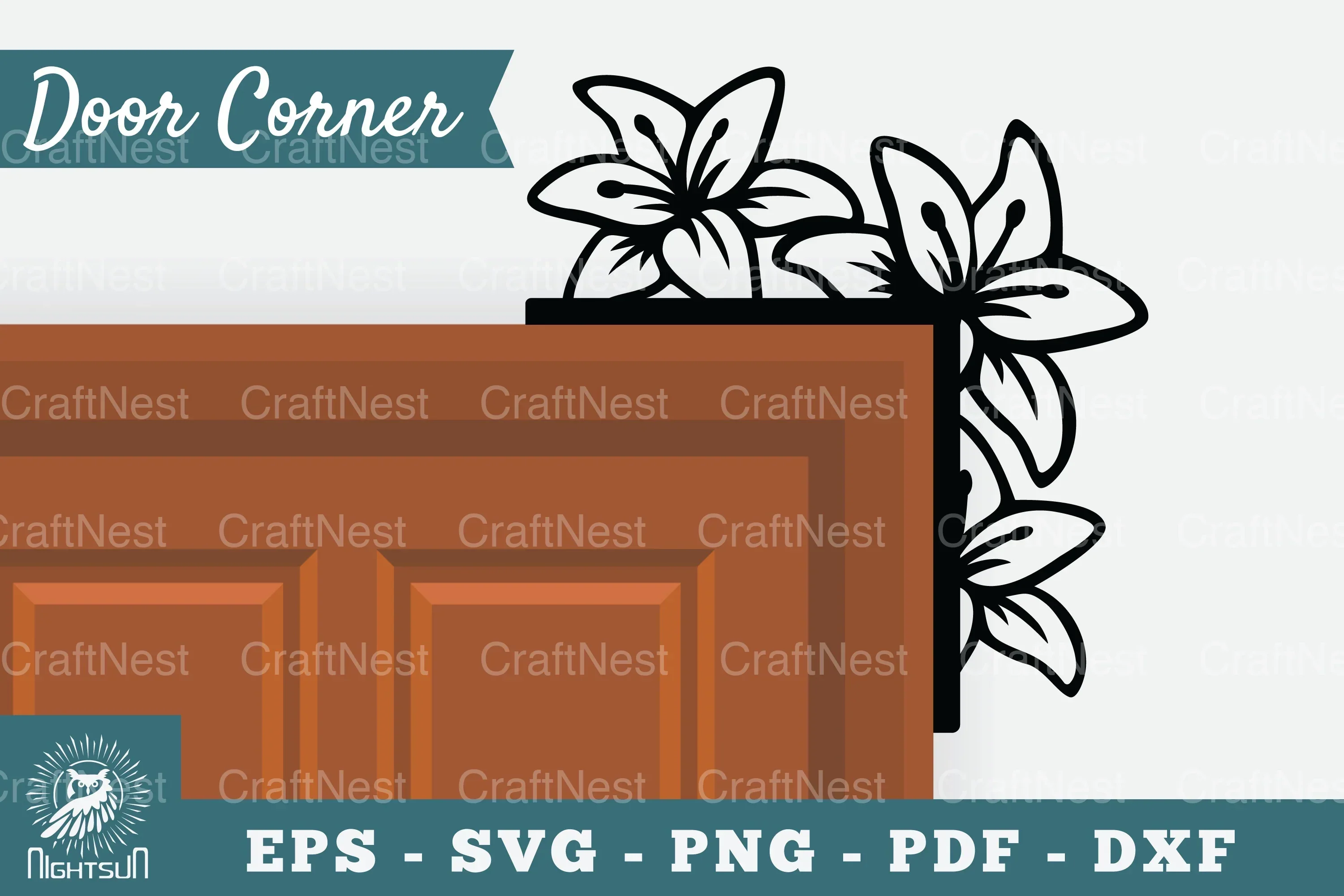 Lily Flower Door Corner Clipart Bundle