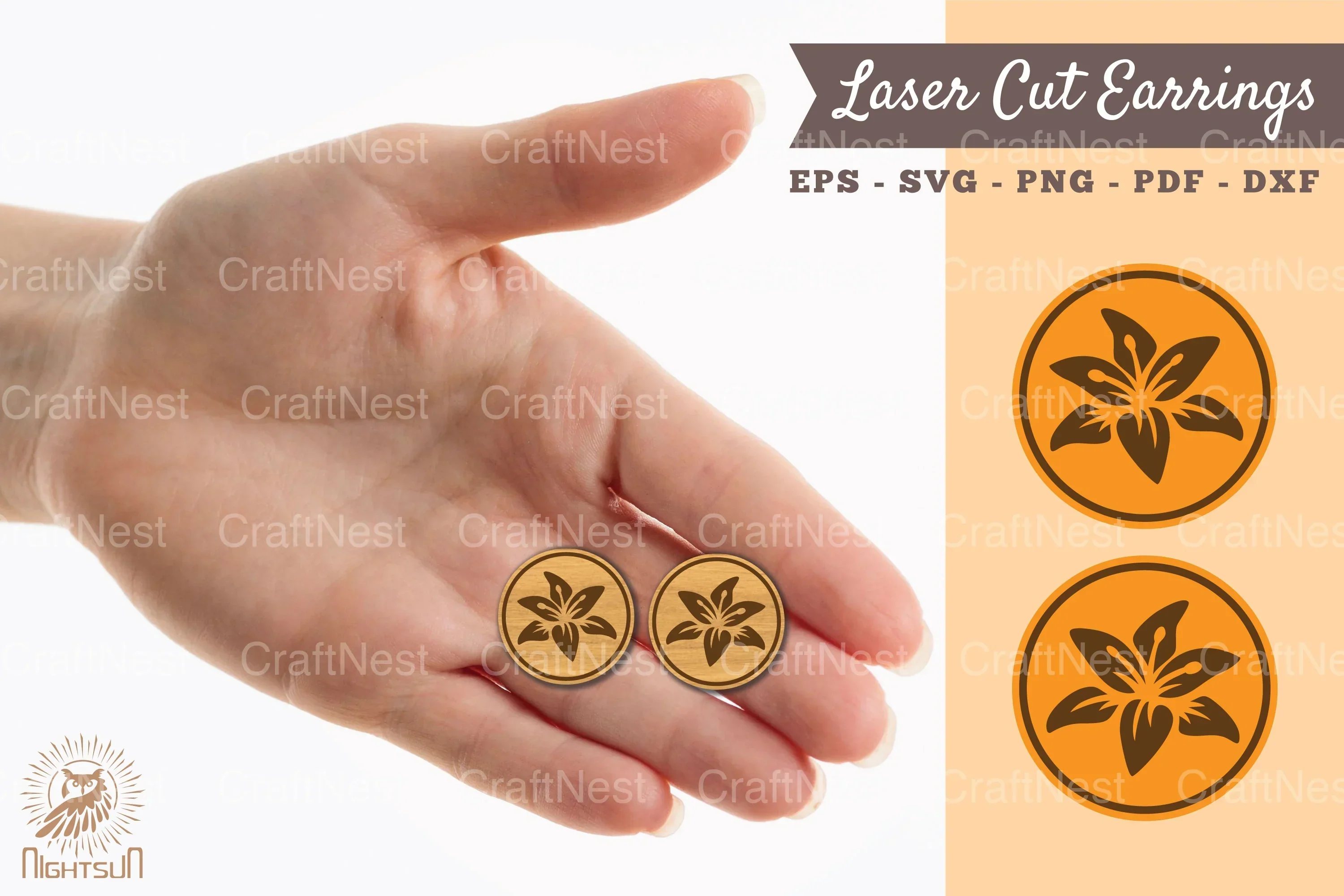 Lily Flower Earrings Laser Cut Clipart Bundle