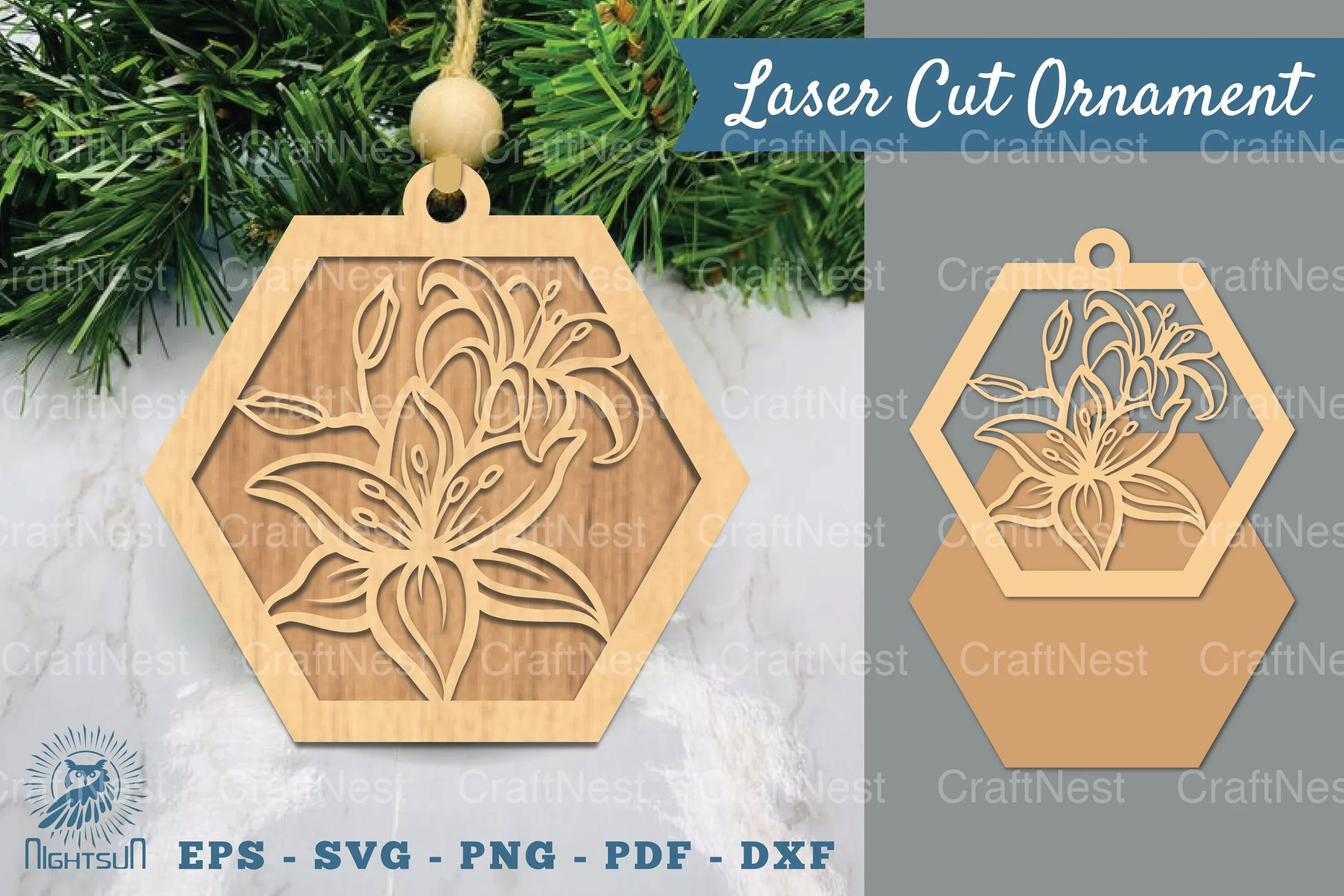 Lily Flower Laser Cut Ornament Clipart Bundle