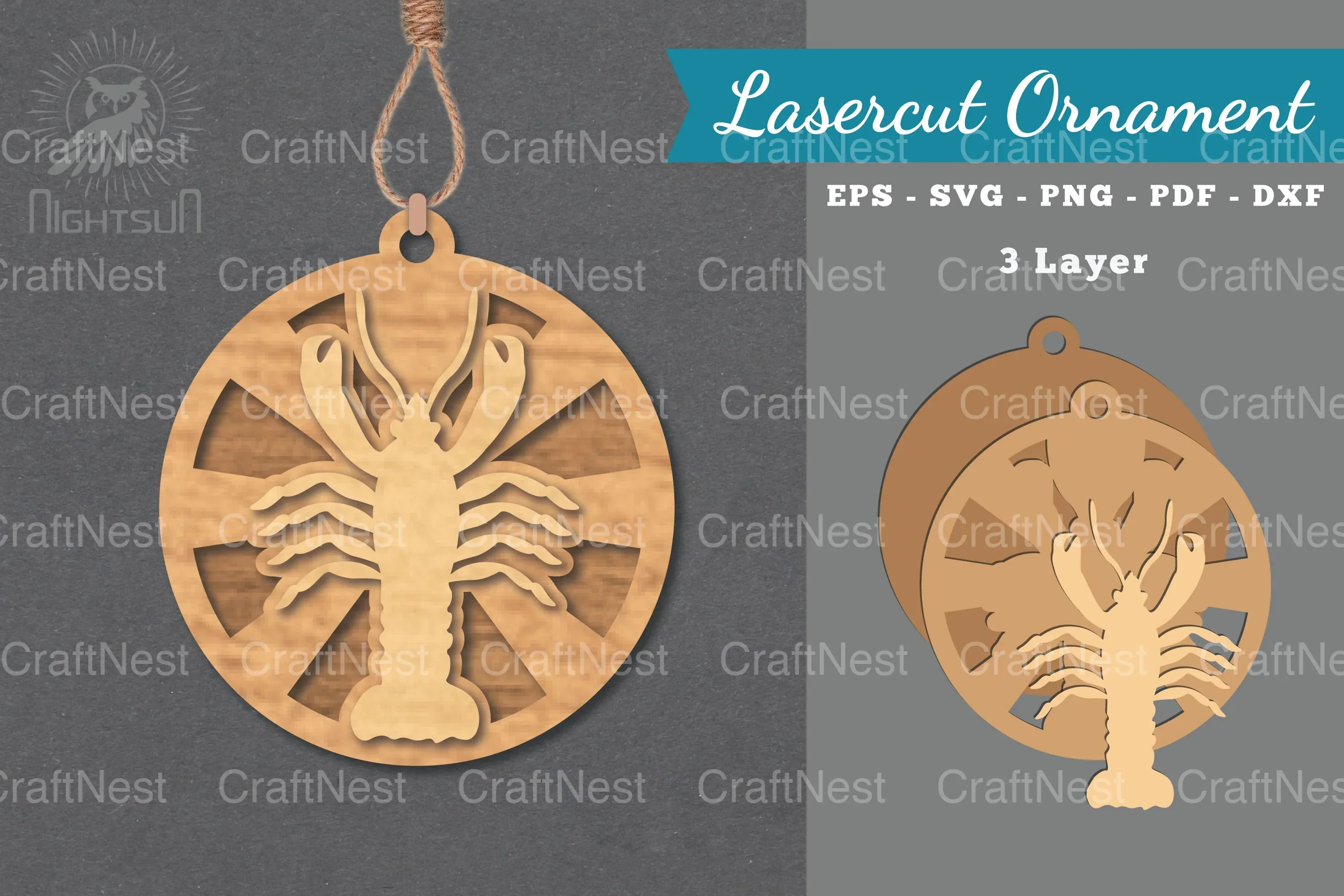 Lobster Laser Cut Ornament SVG Bundle