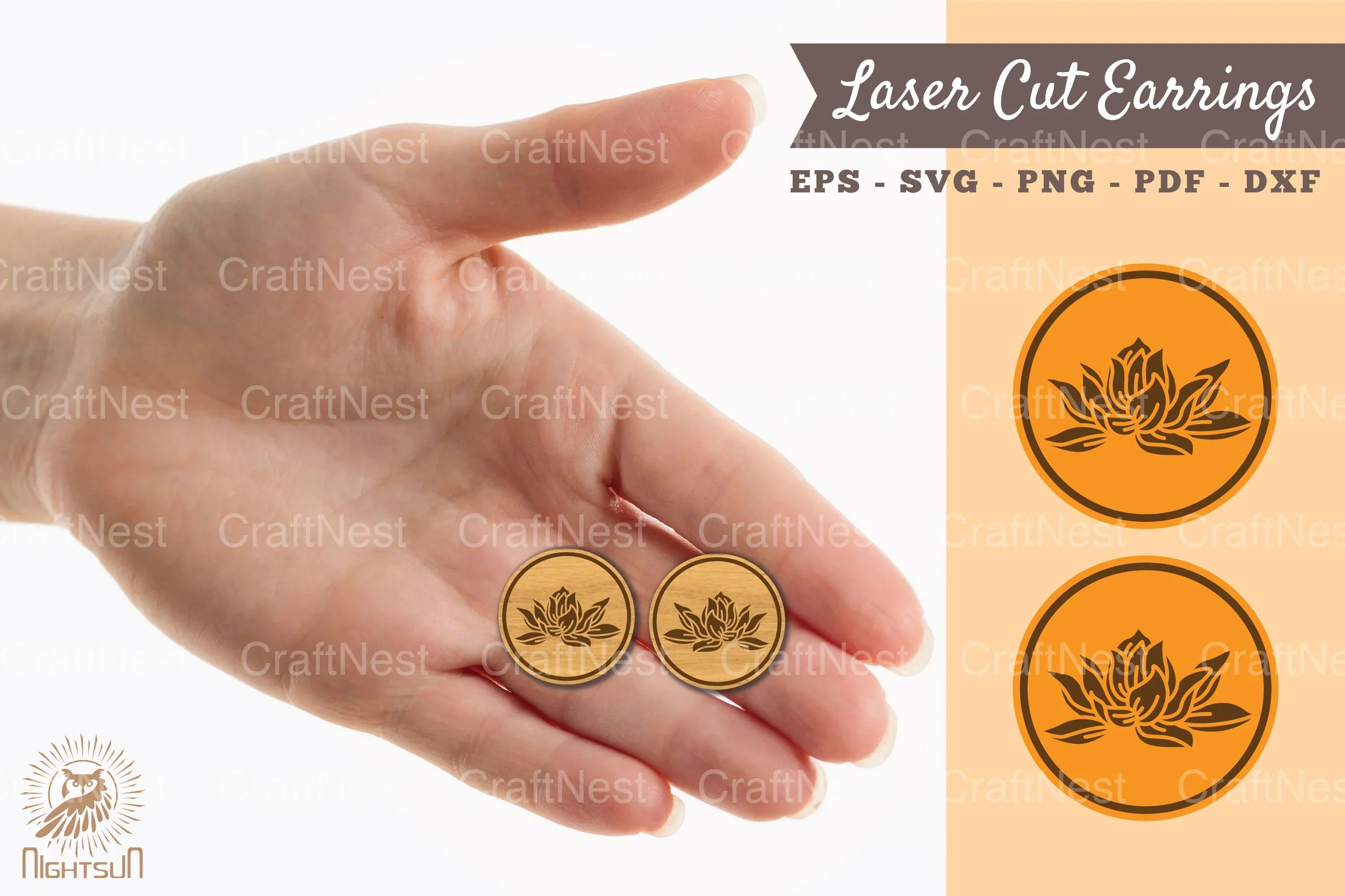 Lotus Flower Earrings Laser Cut Design Bundle