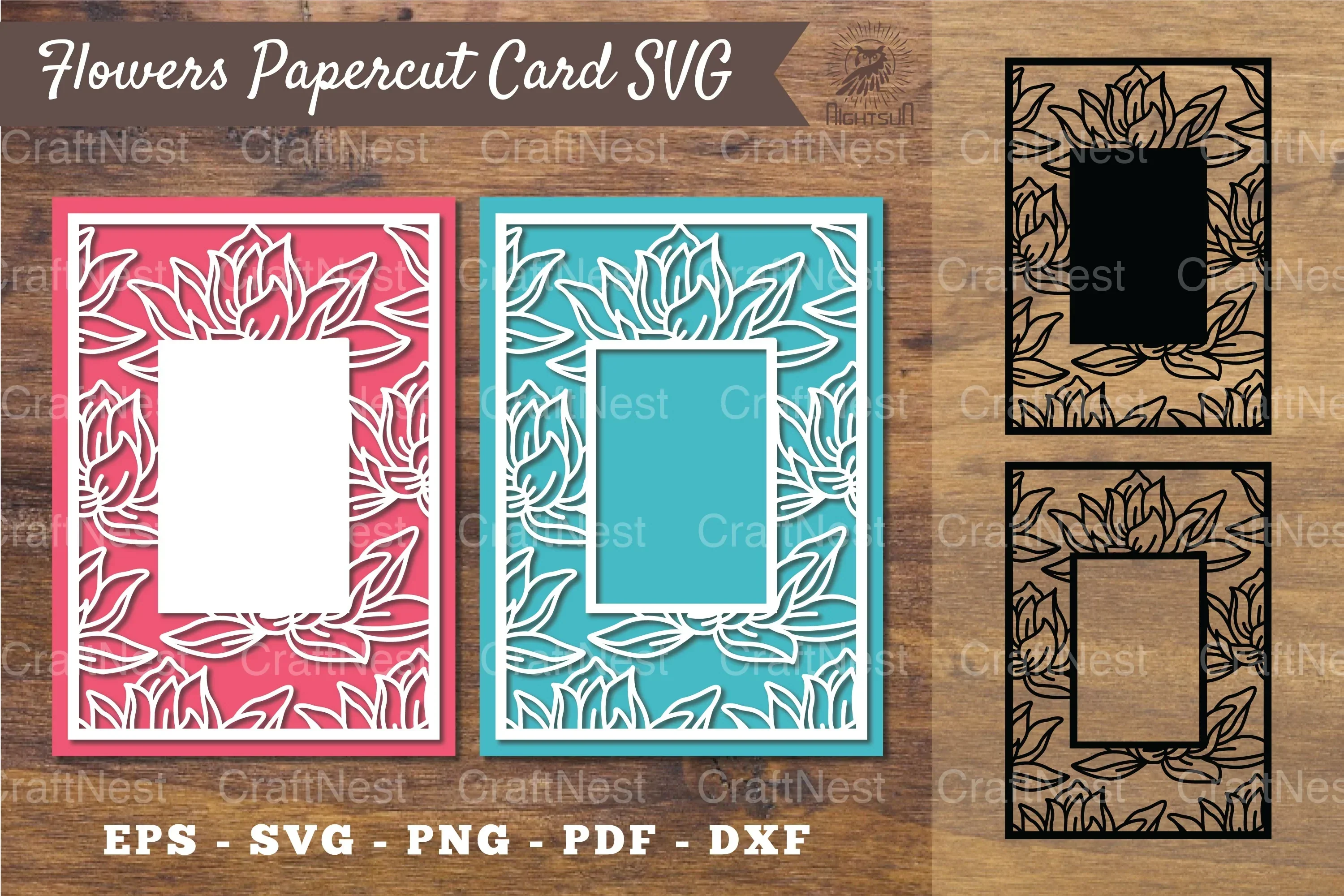 Lotus Flower Papercut Card Design Bundle