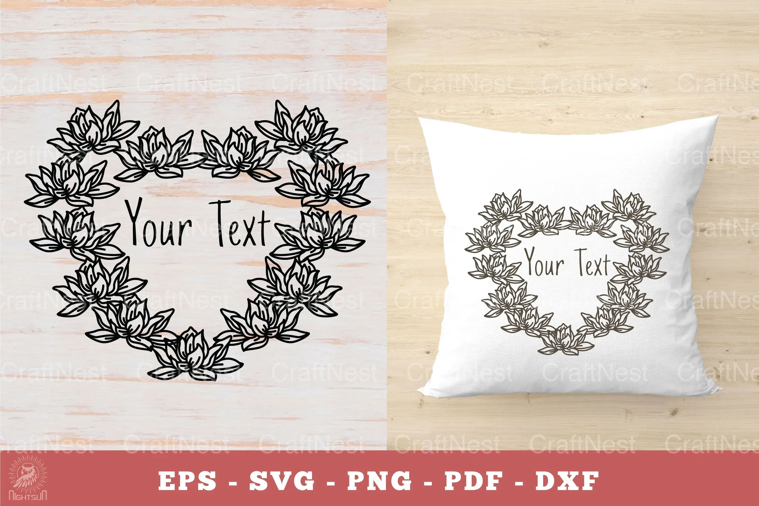 Lotus Flowers Monogram SVG Bundle