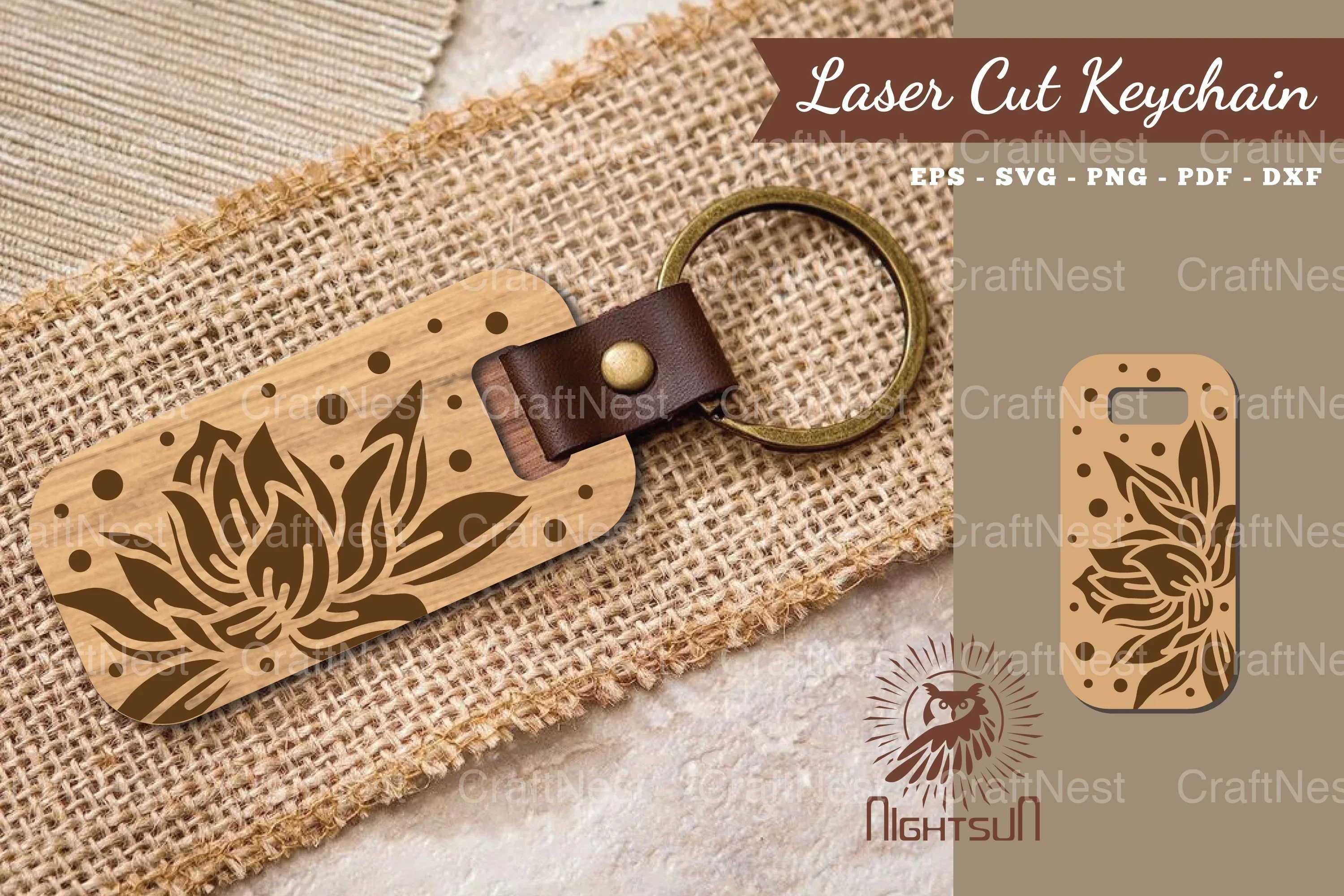 Lotus Laser Cut Keychain Design Bundle