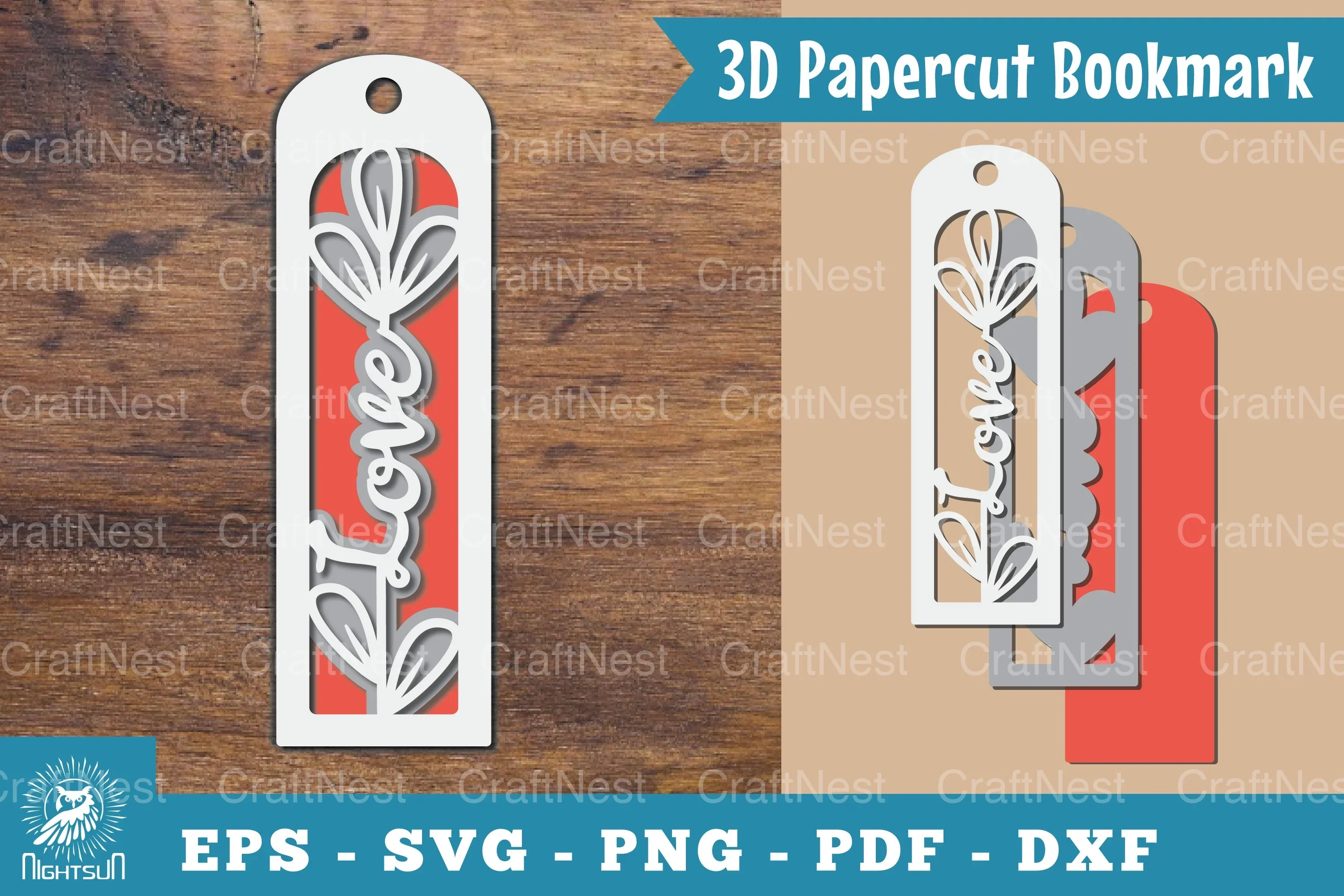 Love 3D Papercut Bookmark Clipart Bundle