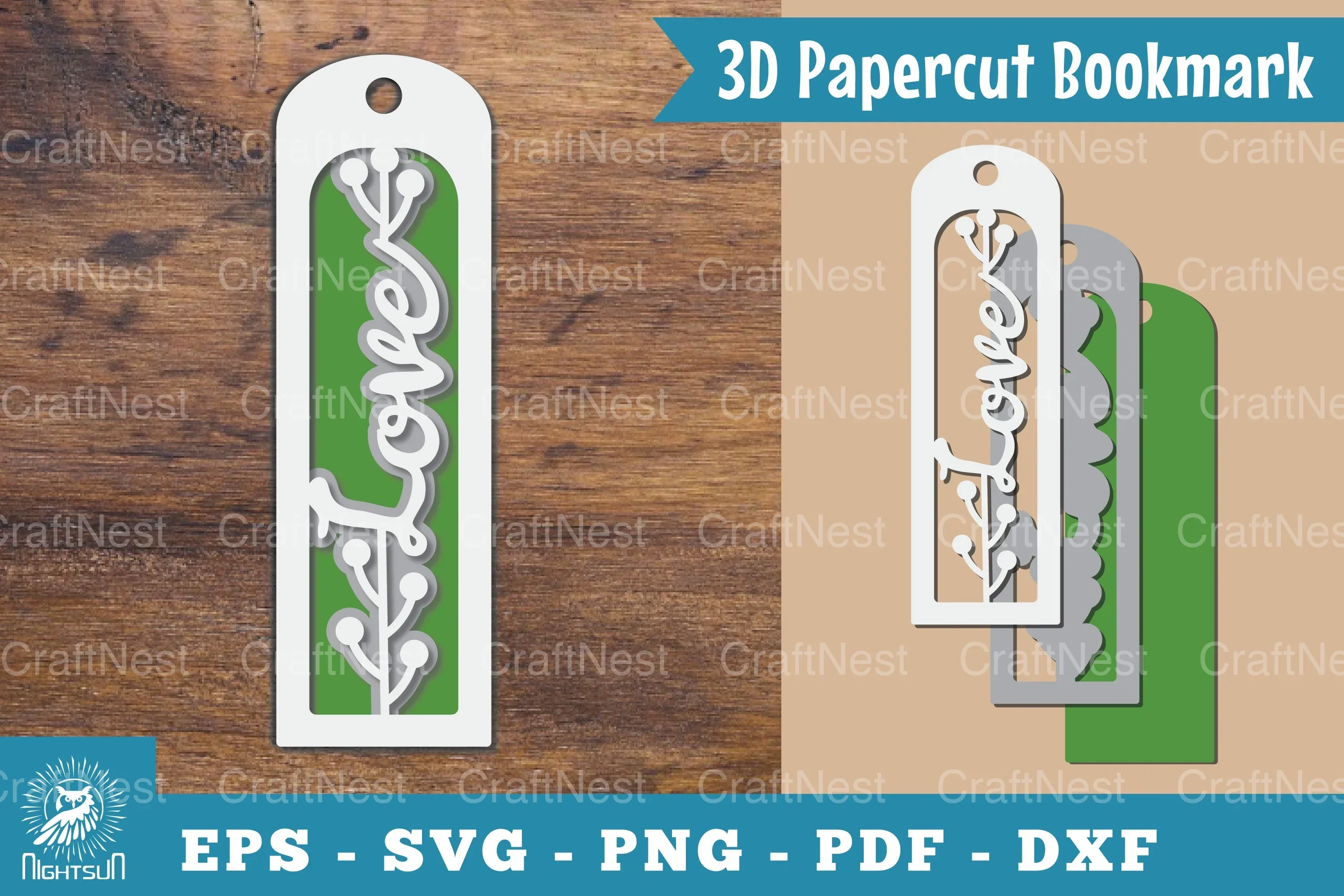 Love 3D Papercut Bookmark Clipart Bundle