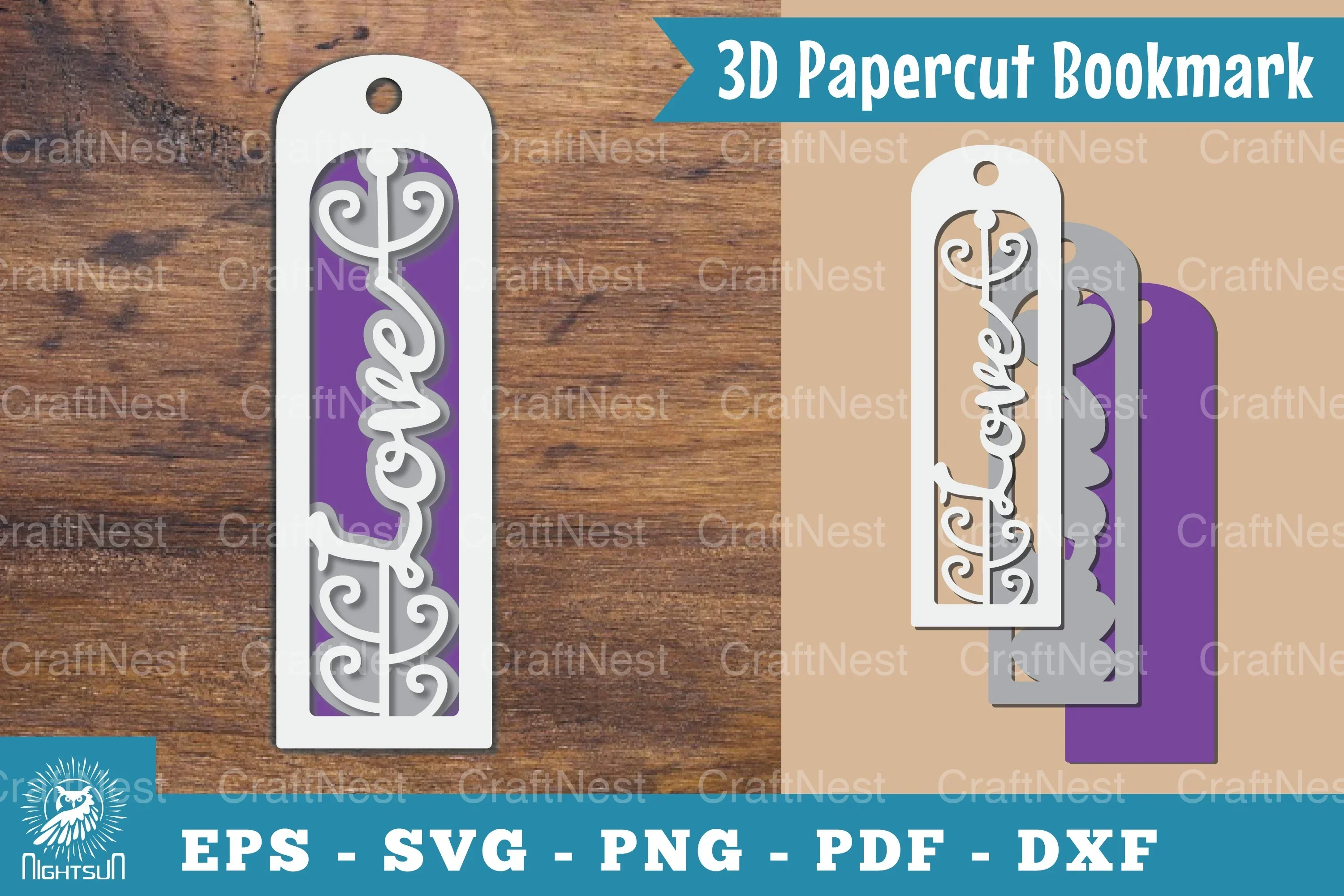 Love 3D Papercut Bookmark Clipart Bundle