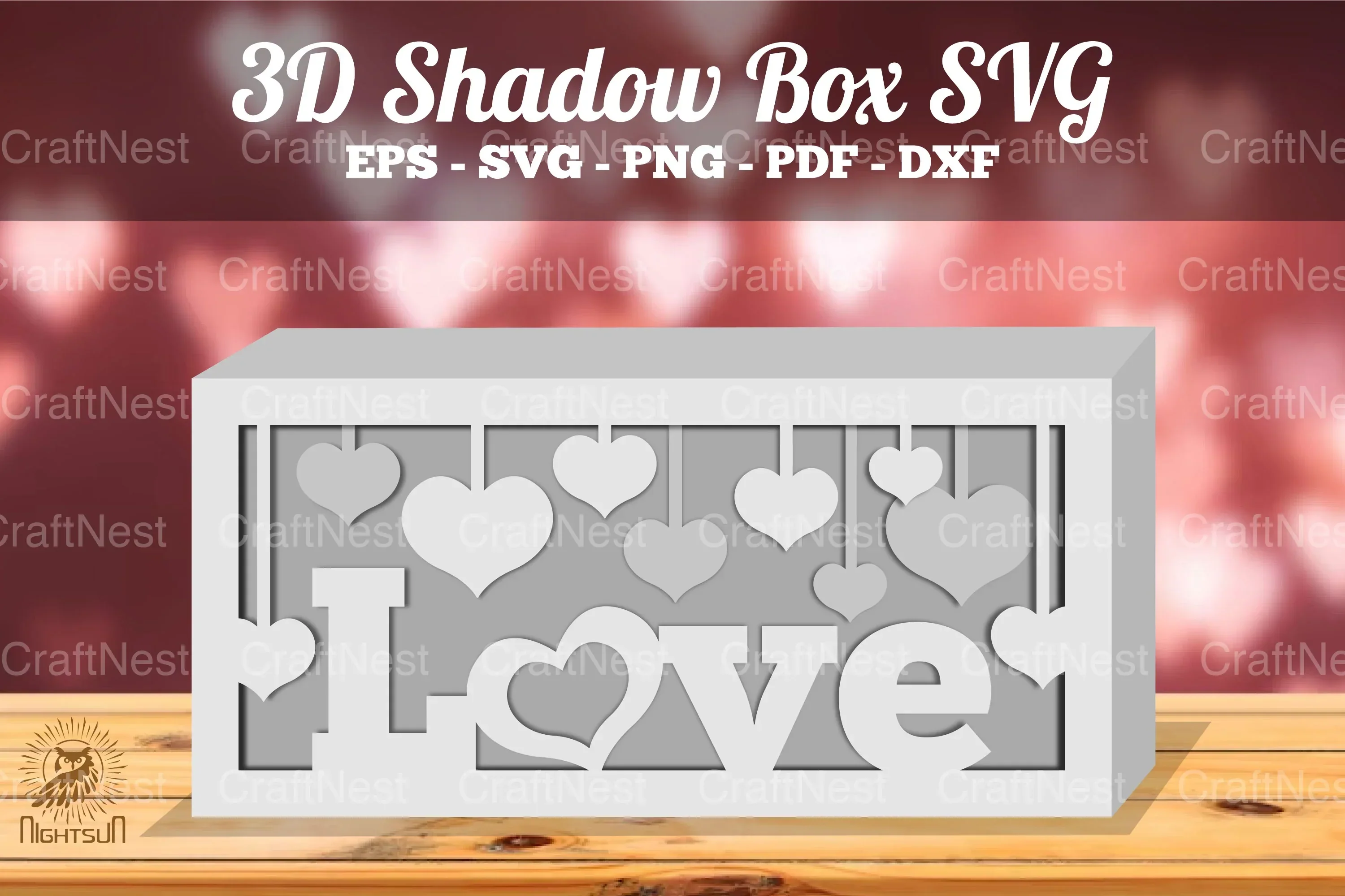 Love 3D Shadow Box Template - Clipart Bundle