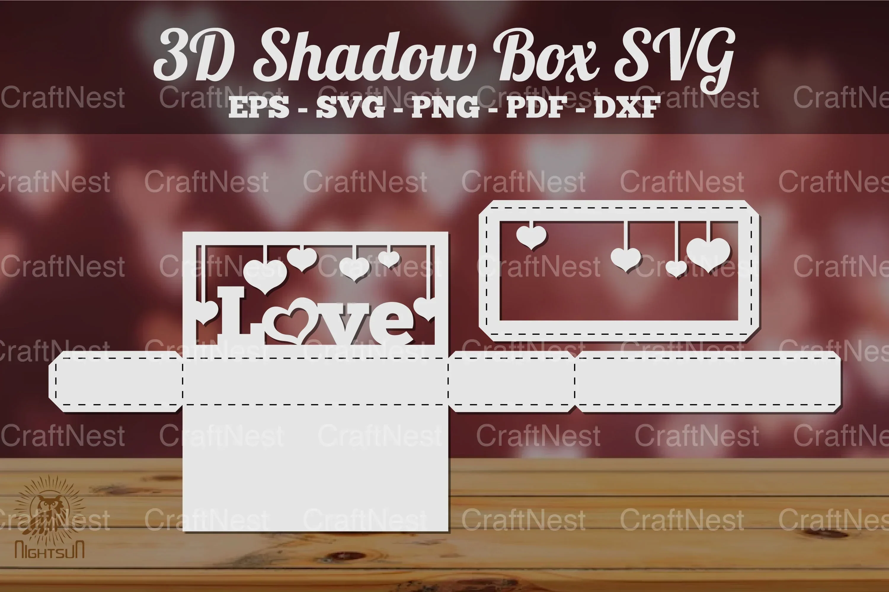 Love 3D Shadow Box Template - Clipart Bundle - Image 2