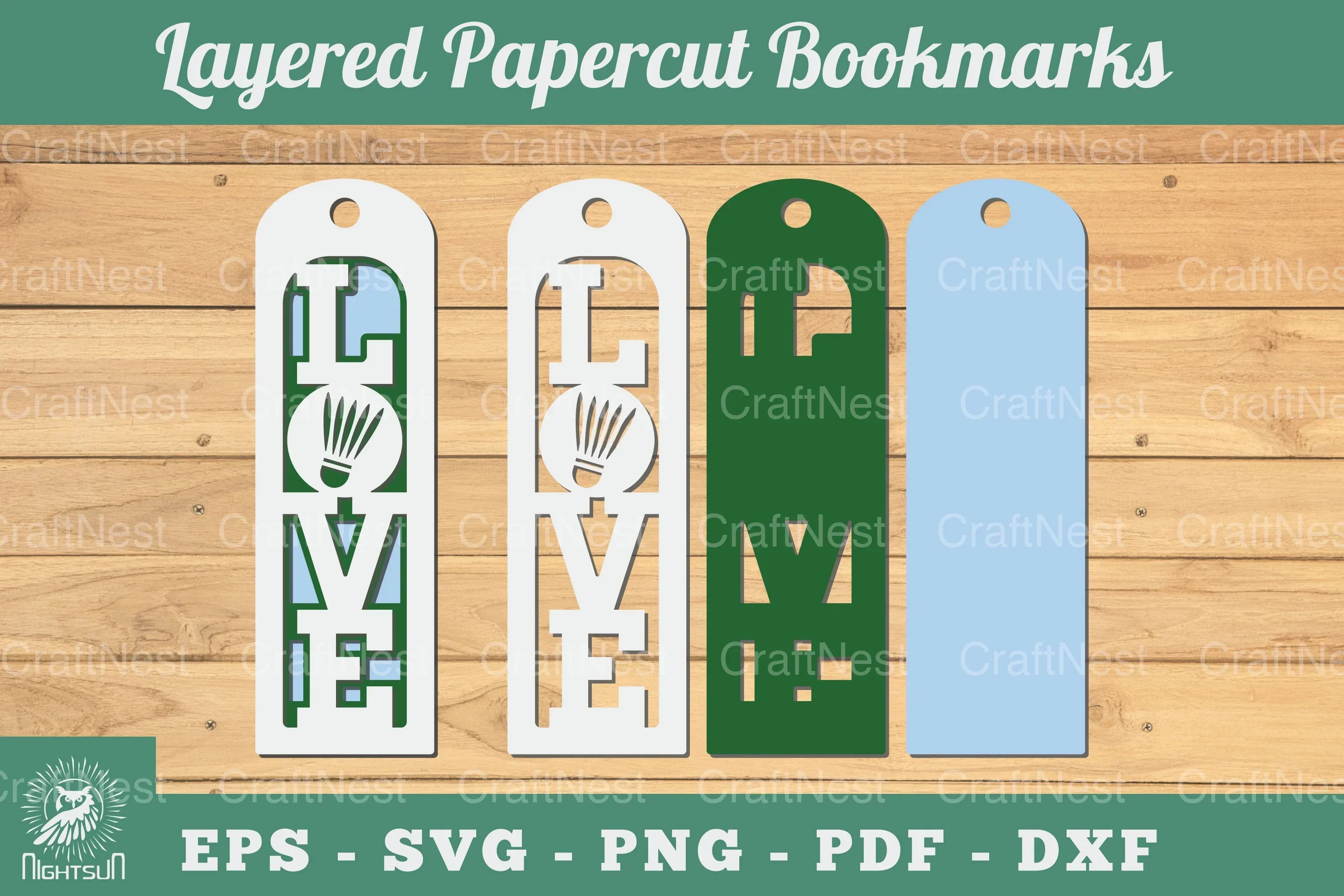 Love Badminton 3D Papercut Bookmarks Bundle