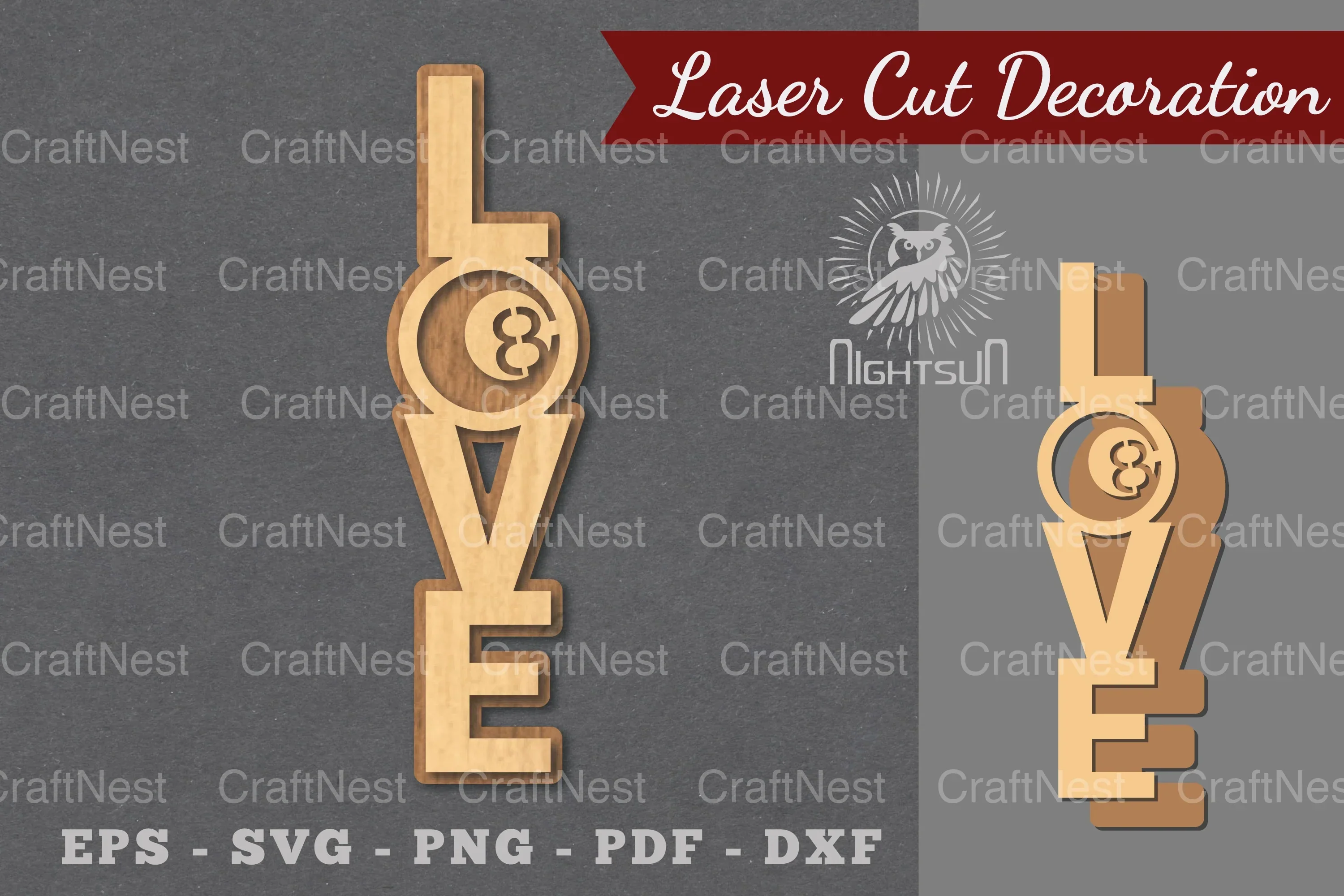 Love Billiard Laser Cut Decoration Clipart Bundle