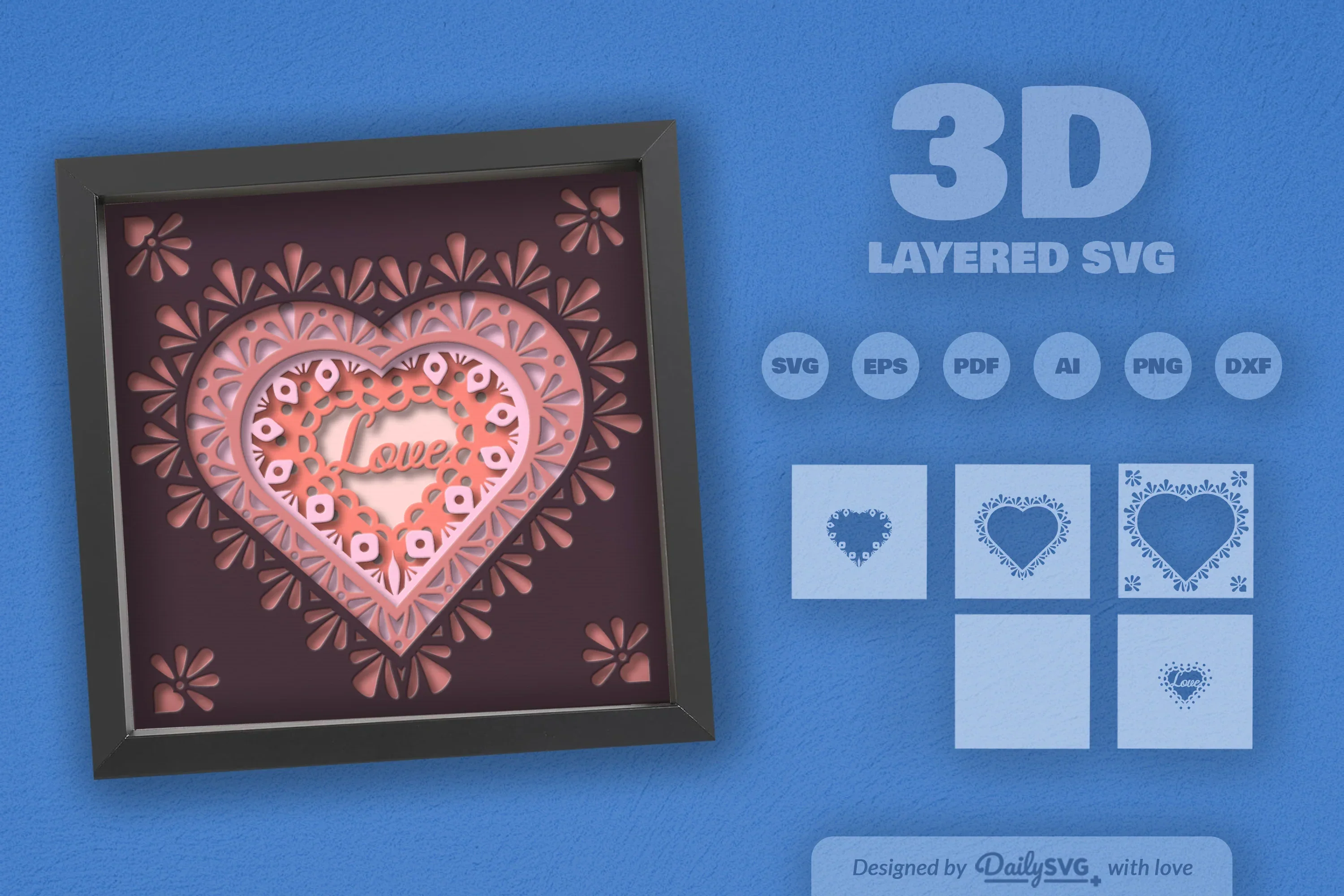 Love Mandala Papercut SVG Bundle - Image 2
