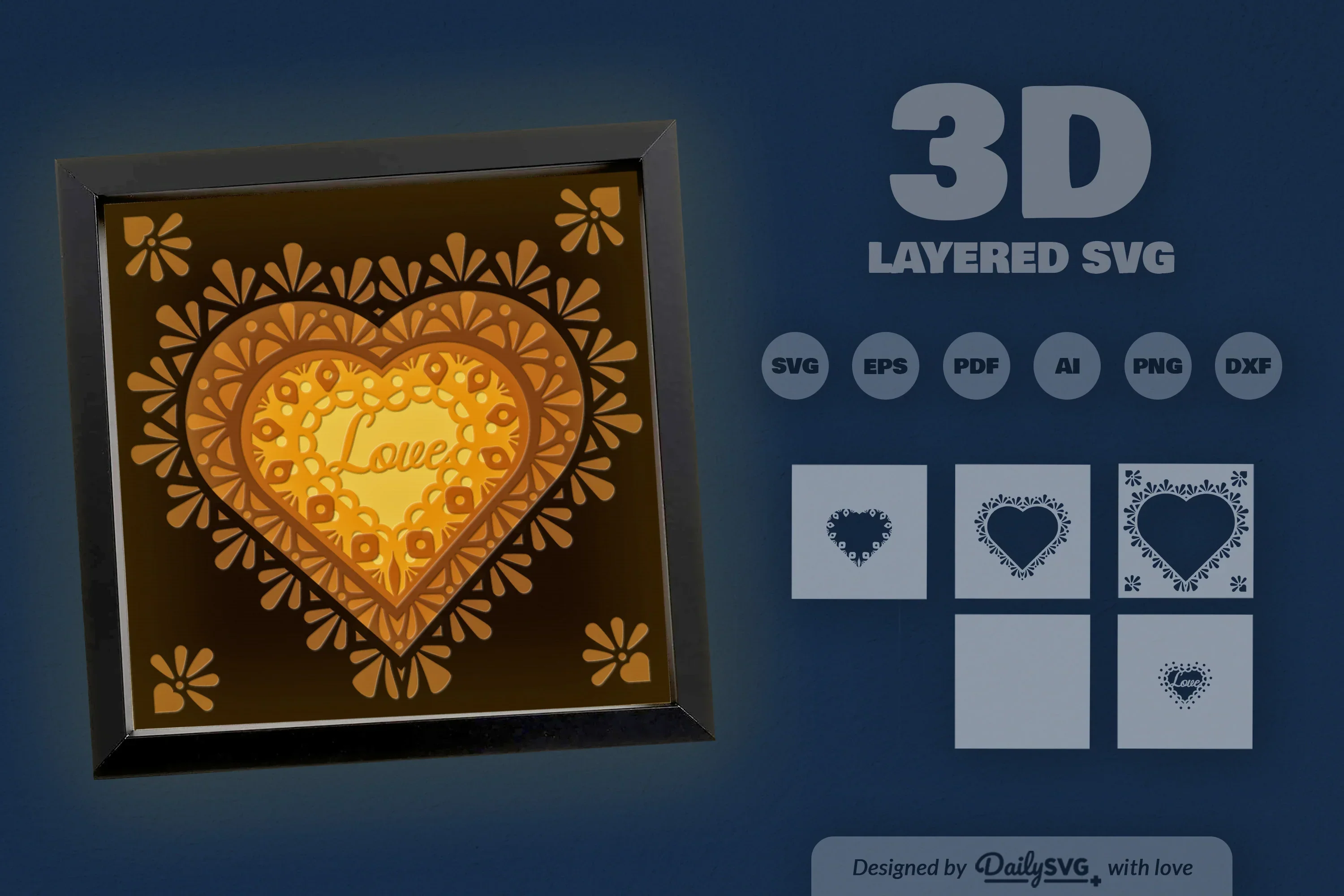 Love Mandala Papercut SVG Bundle - Image 3