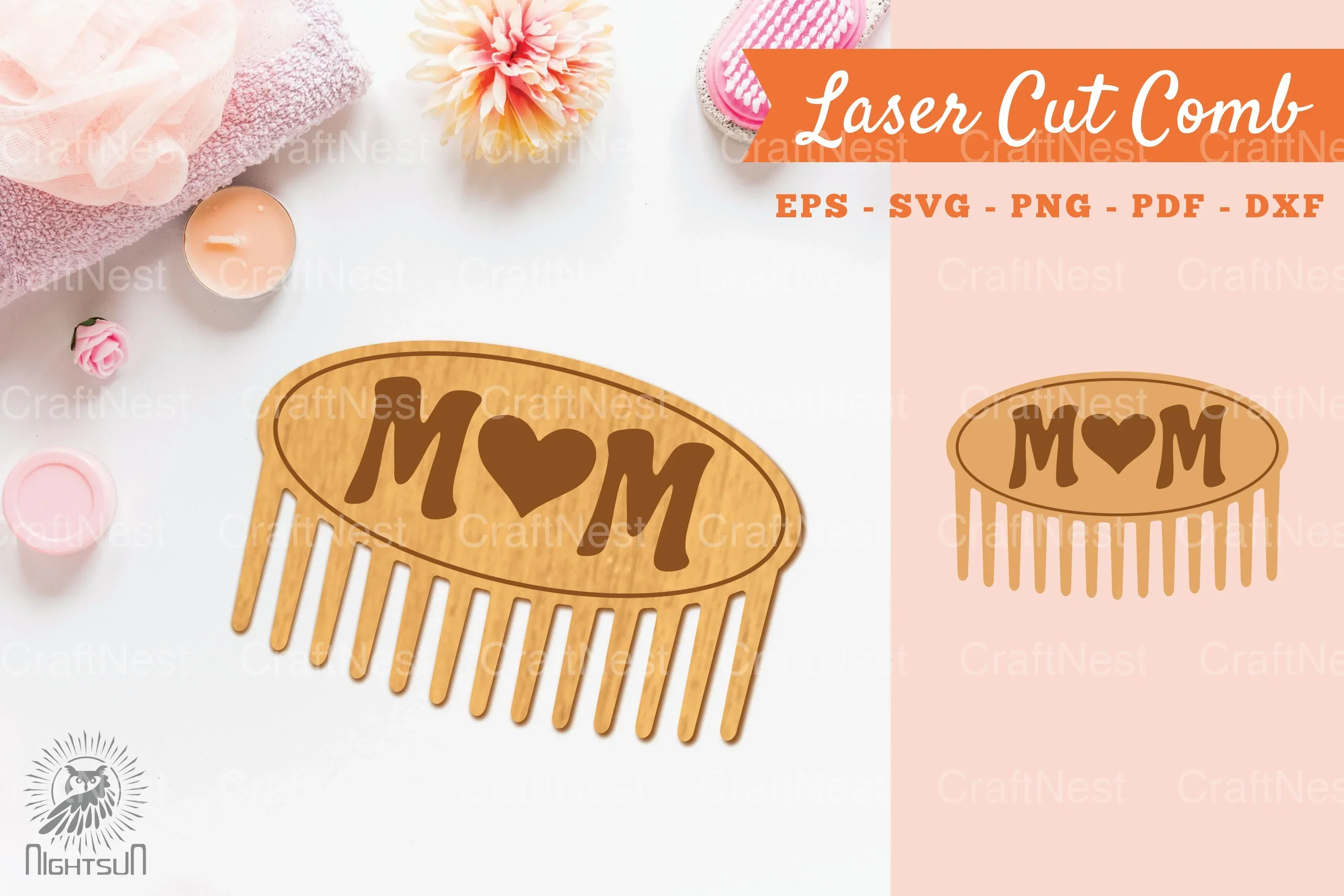 Love Mom Laser Cut Comb Clipart Bundle