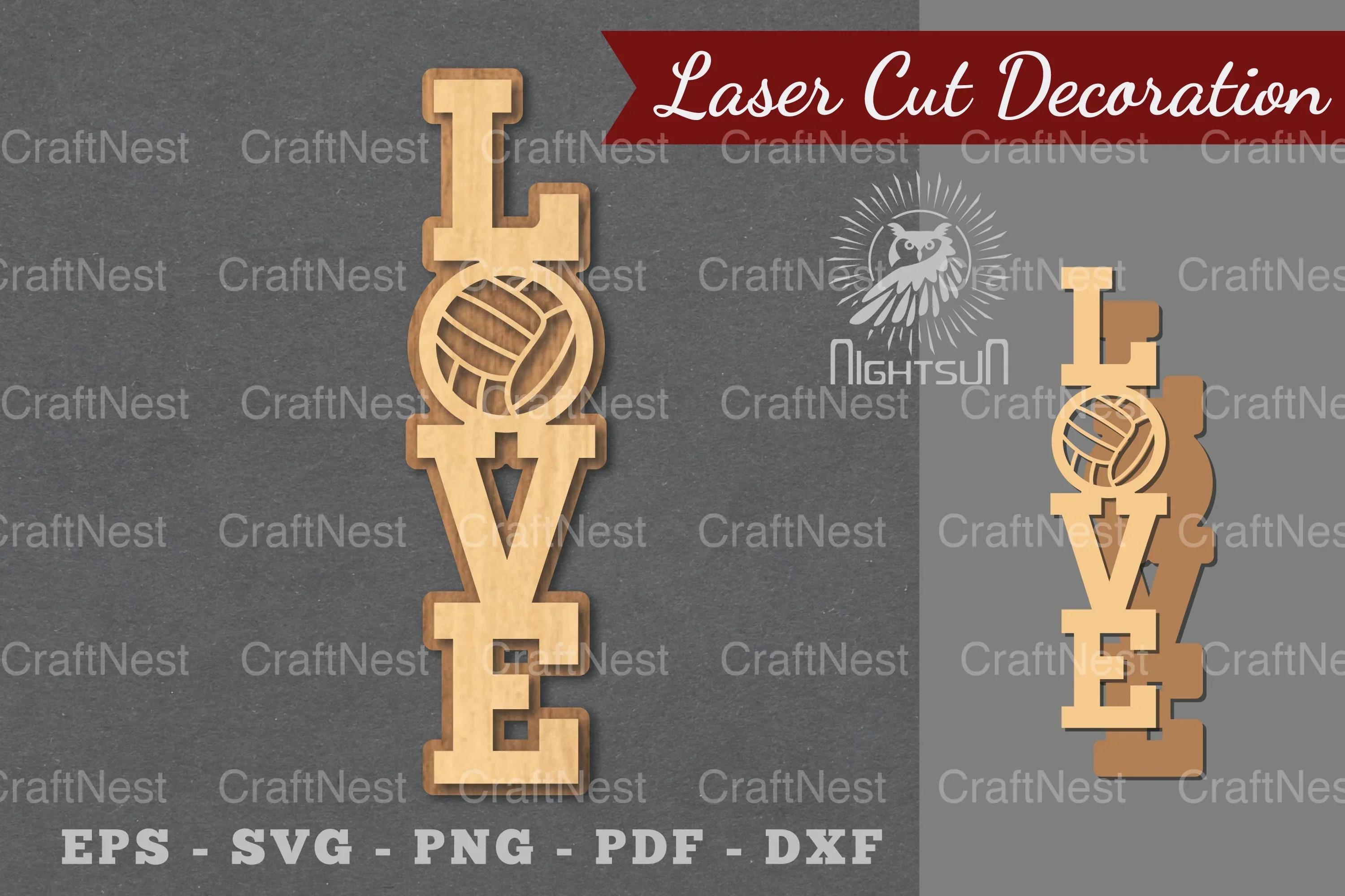 Love Volleyball Laser Cut Decoration Clipart Bundle