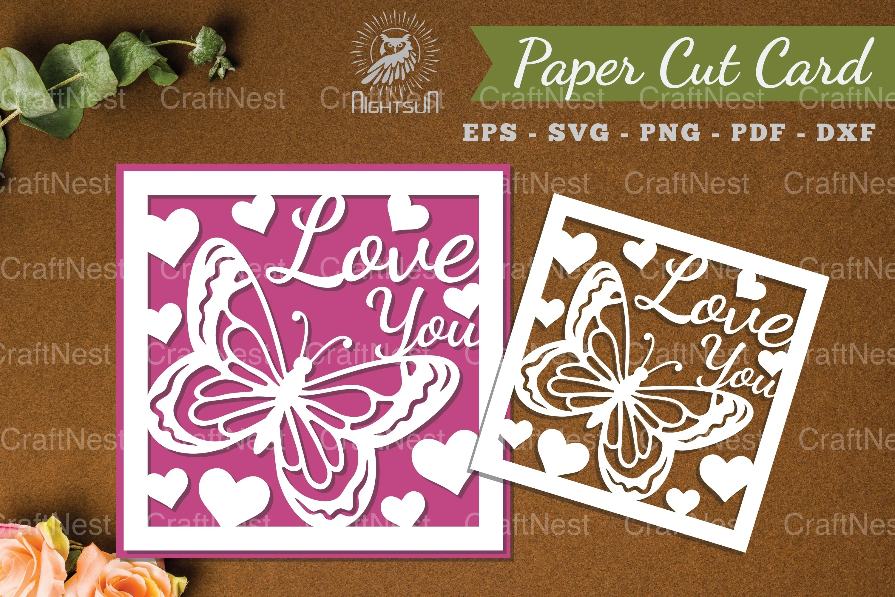 Love You Papercut Card SVG Design Bundle