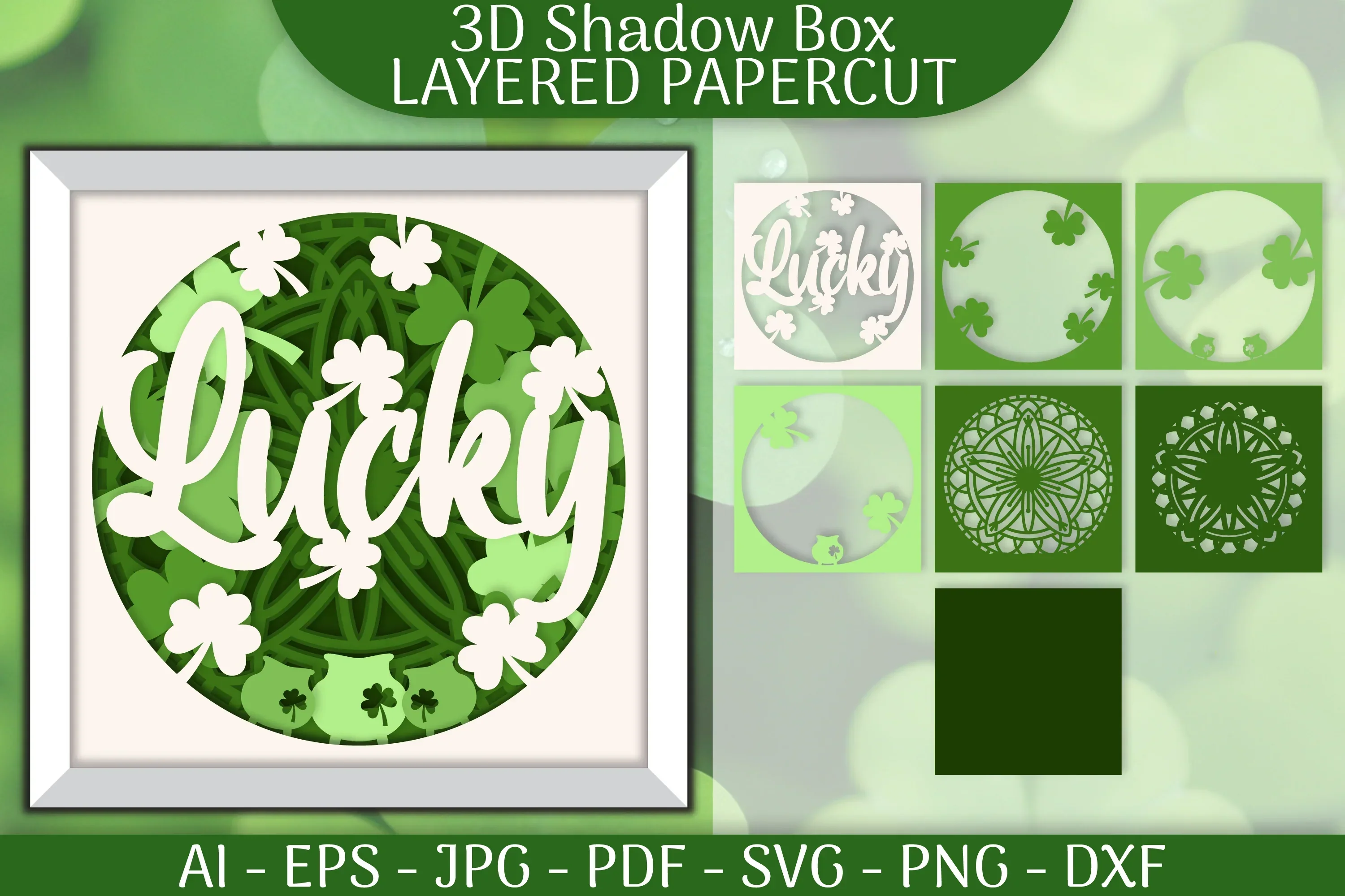 Lucky 3D Shadowbox Layered Papercut SVG Bundle