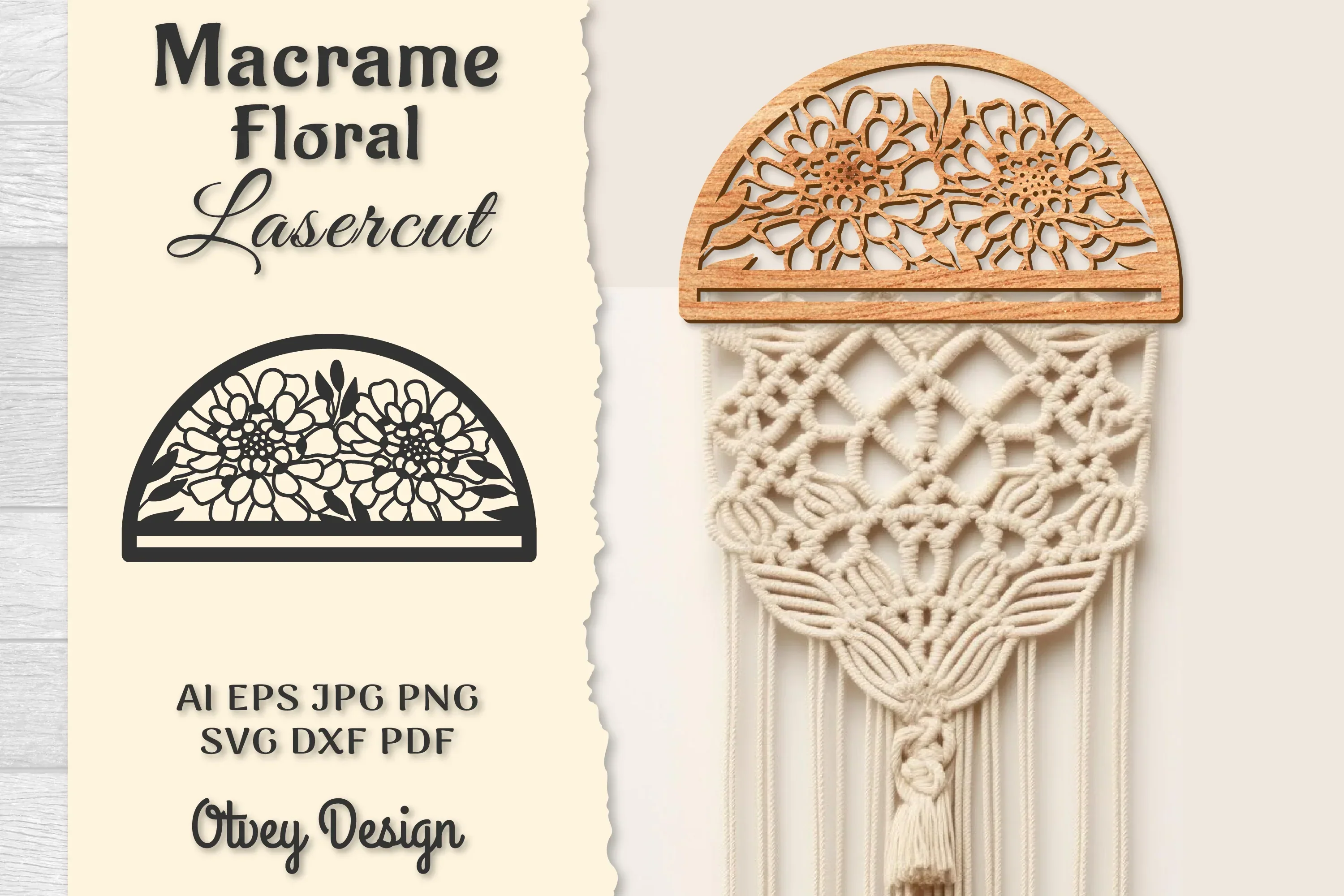Macrame Frame Floral Lasercut SVG Bundle