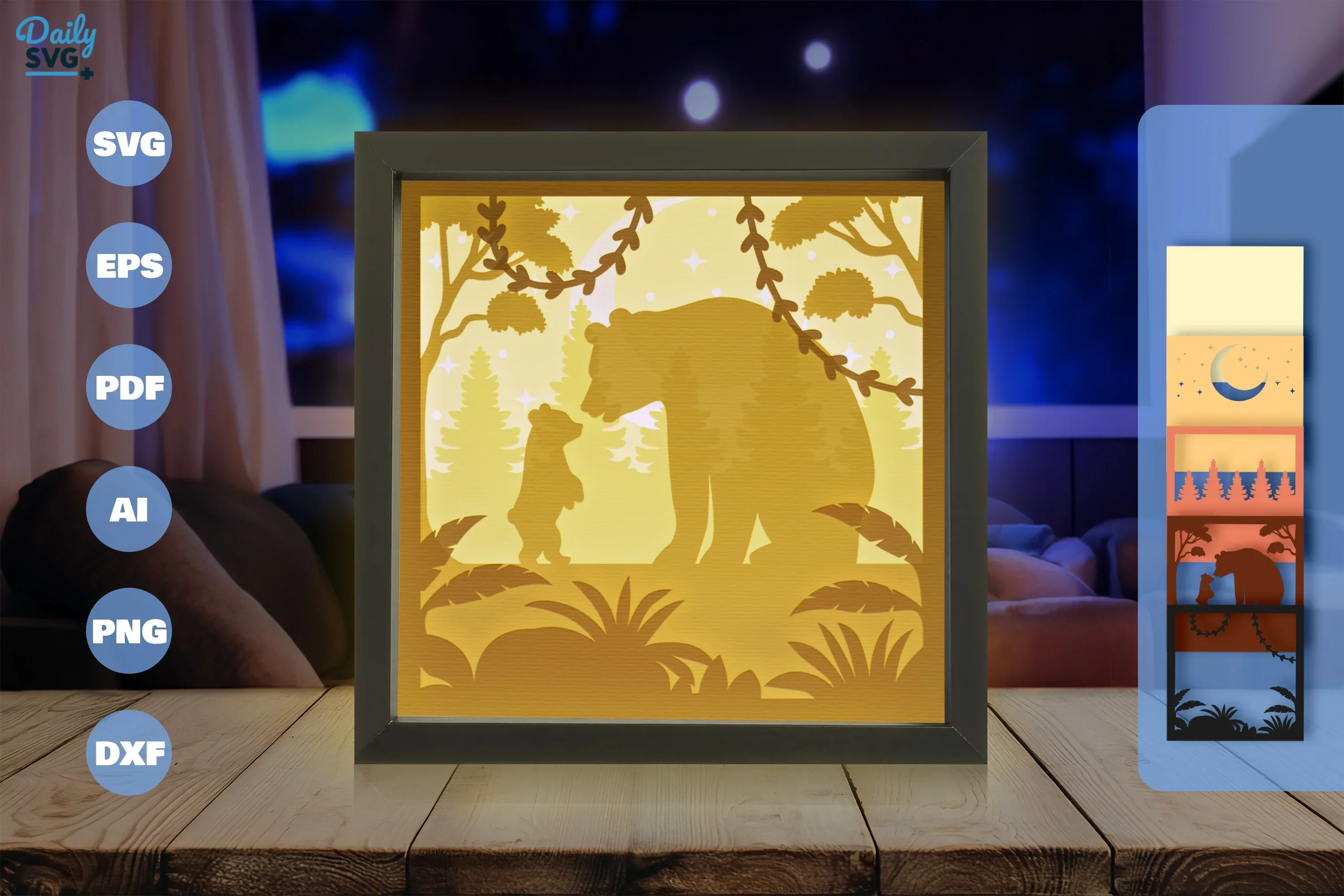 Mama Bear 3D Shadow Box Papercut SVG Bundle - Image 3