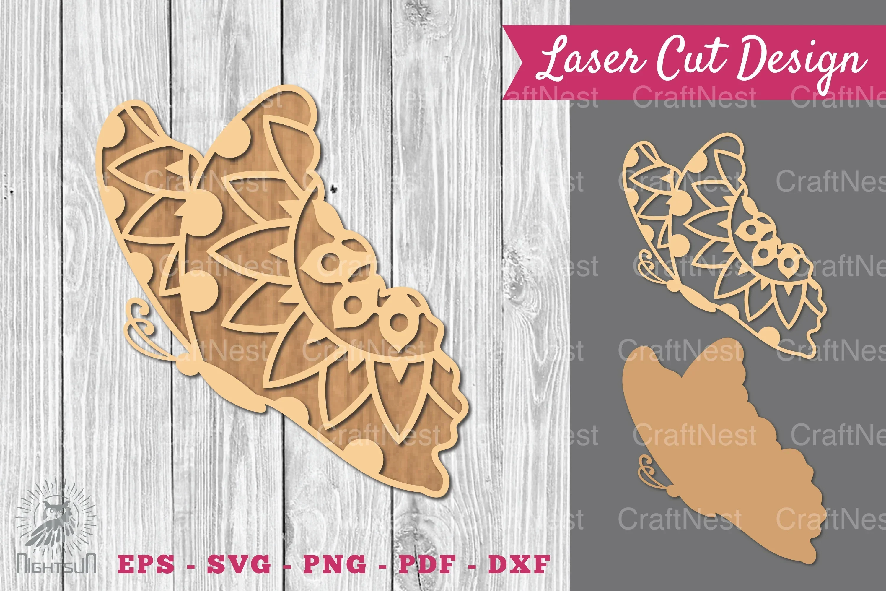 Mandala Butterfly Laser Cut Decoration Clipart Bundle