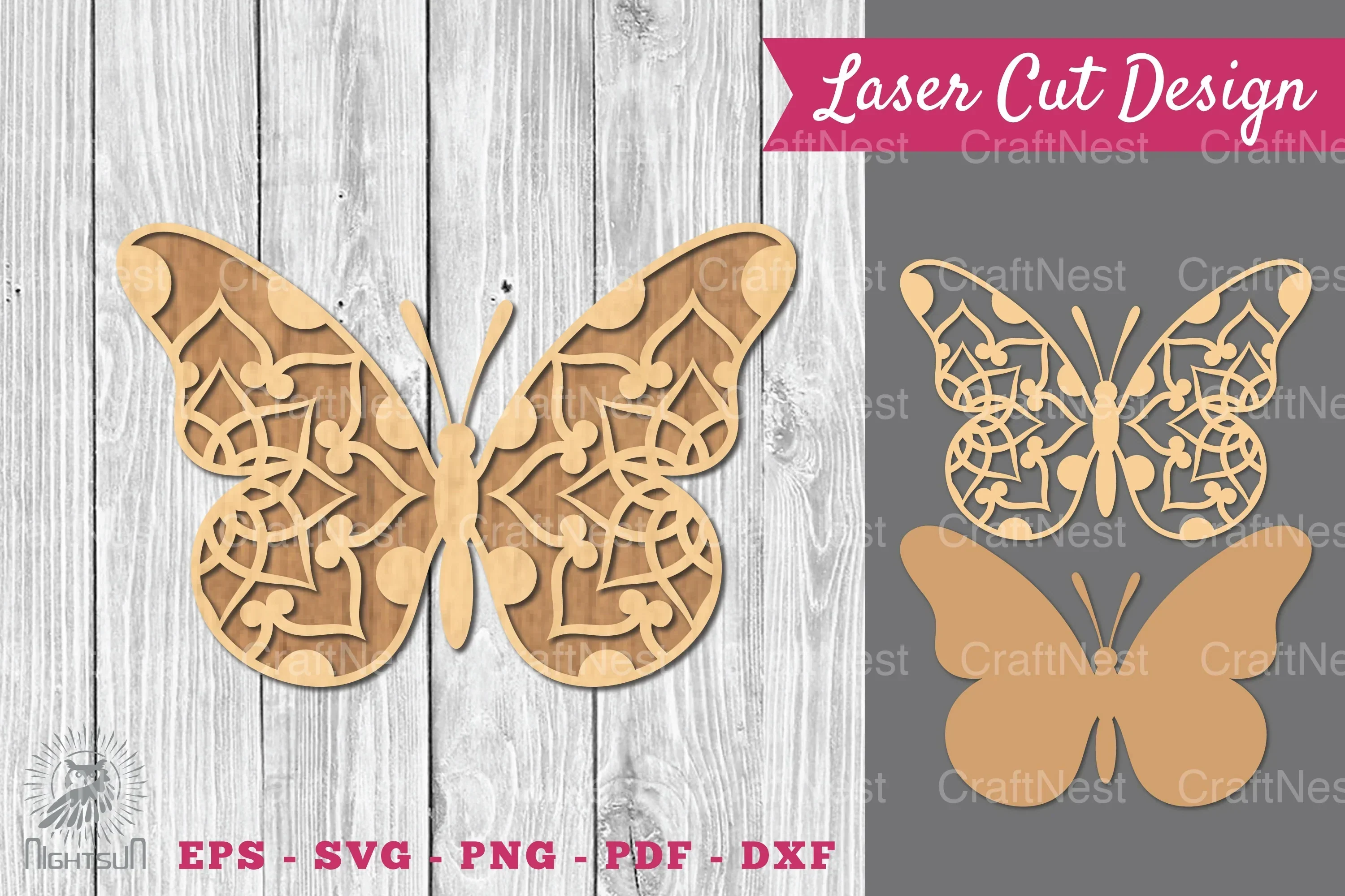 Mandala Butterfly Laser Cut Decoration Clipart Bundle