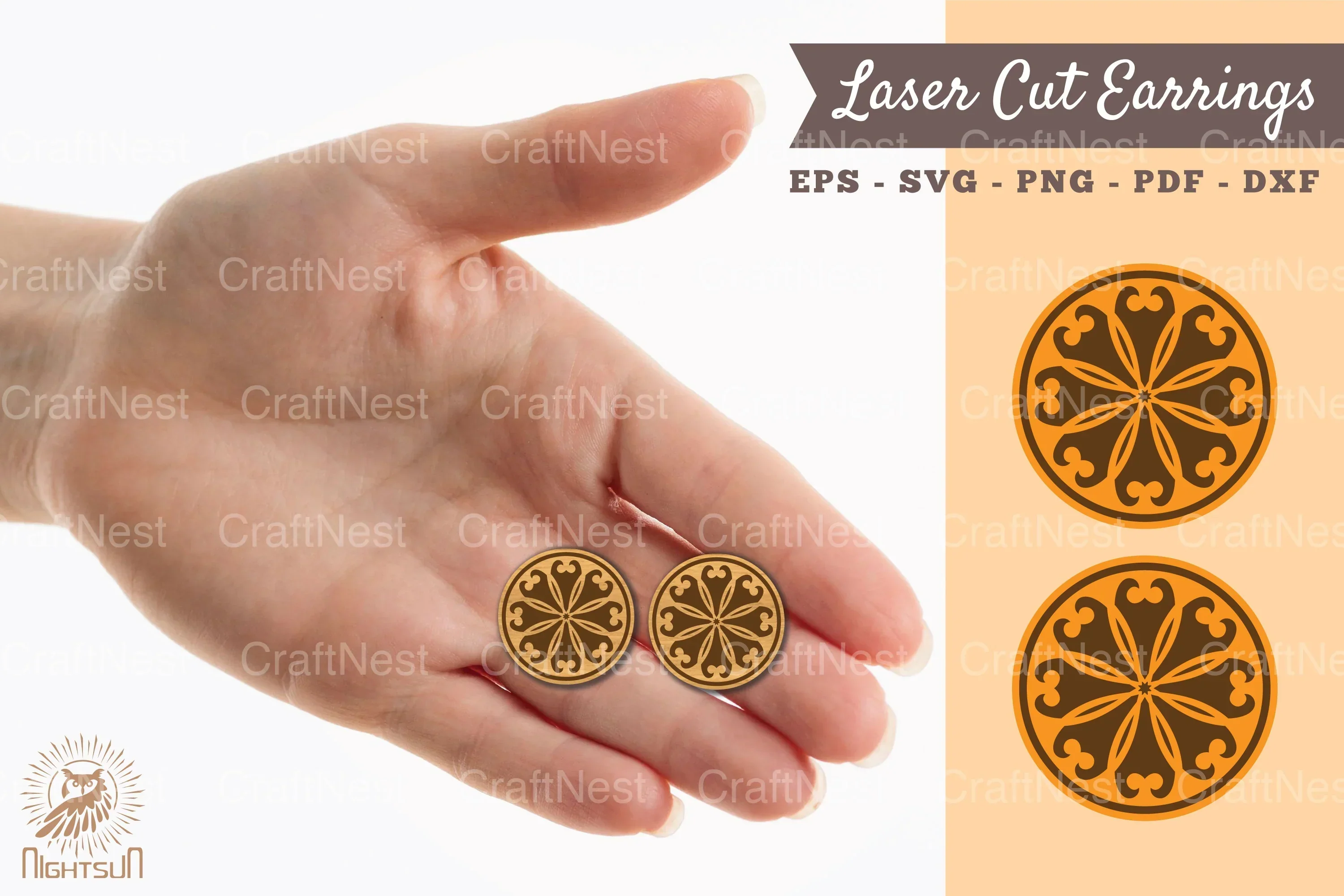 Mandala Earrings Laser Cut SVG Bundle