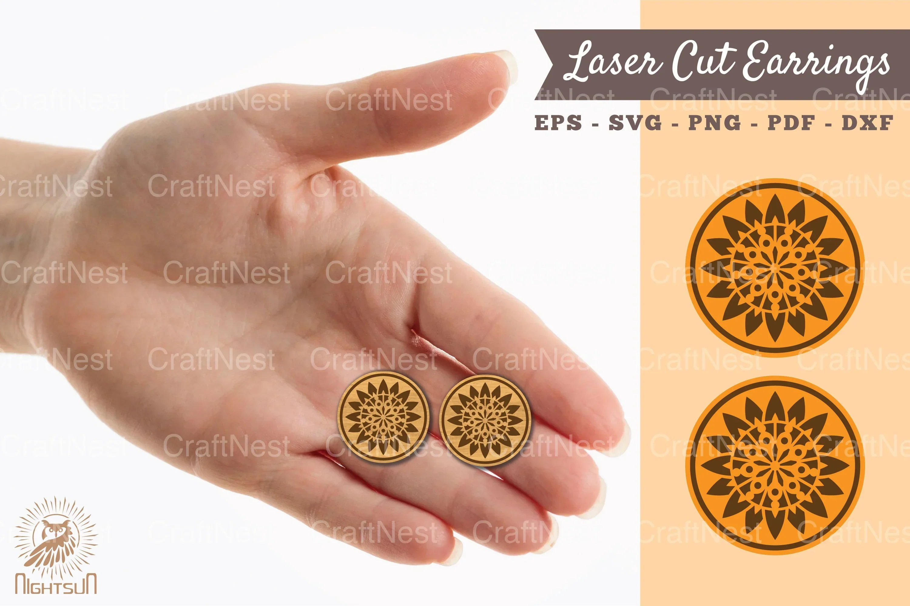 Mandala Earrings Laser Cut SVG Bundle
