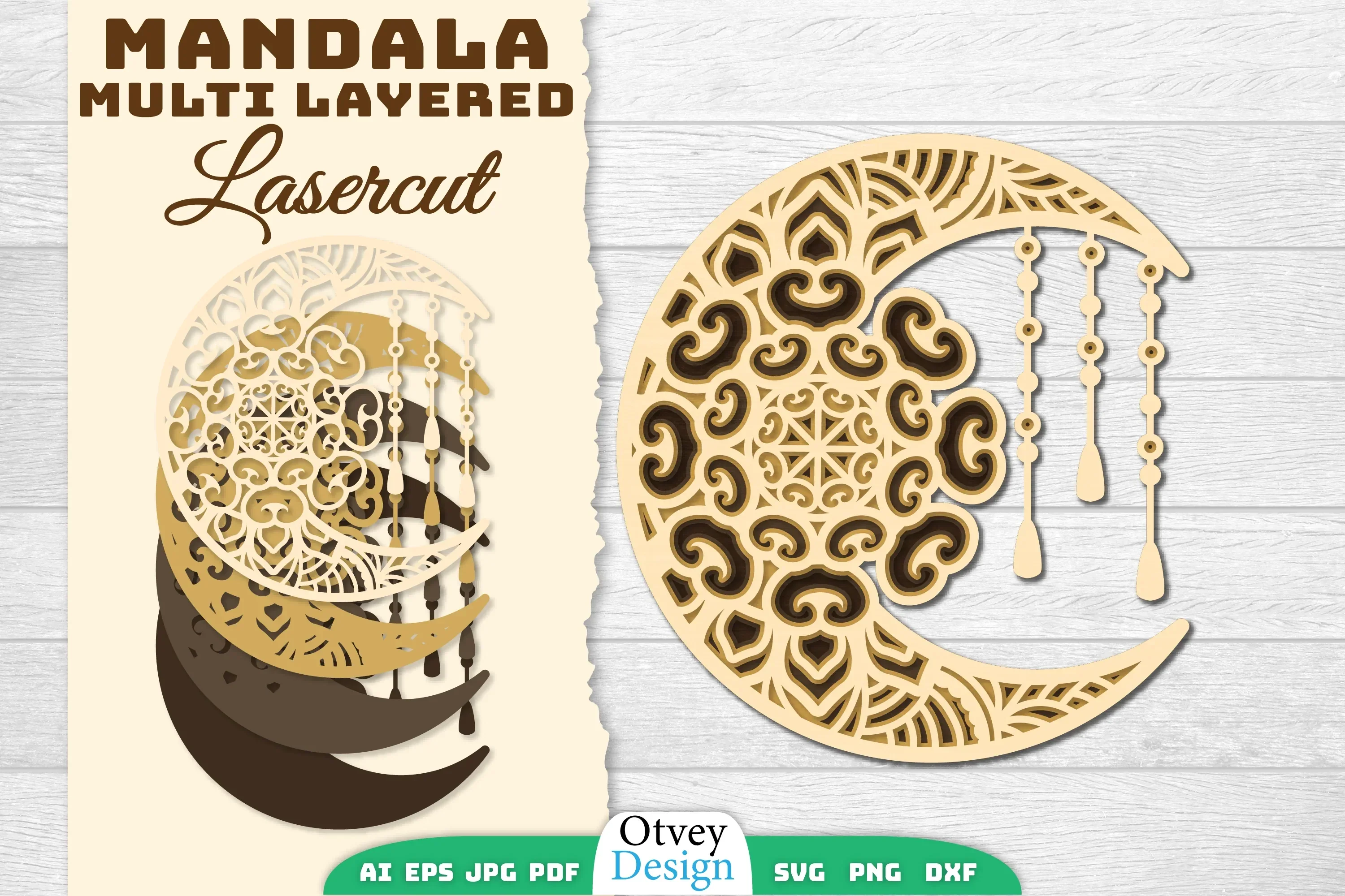 Mandala Moon Layered Lasercut SVG Bundle