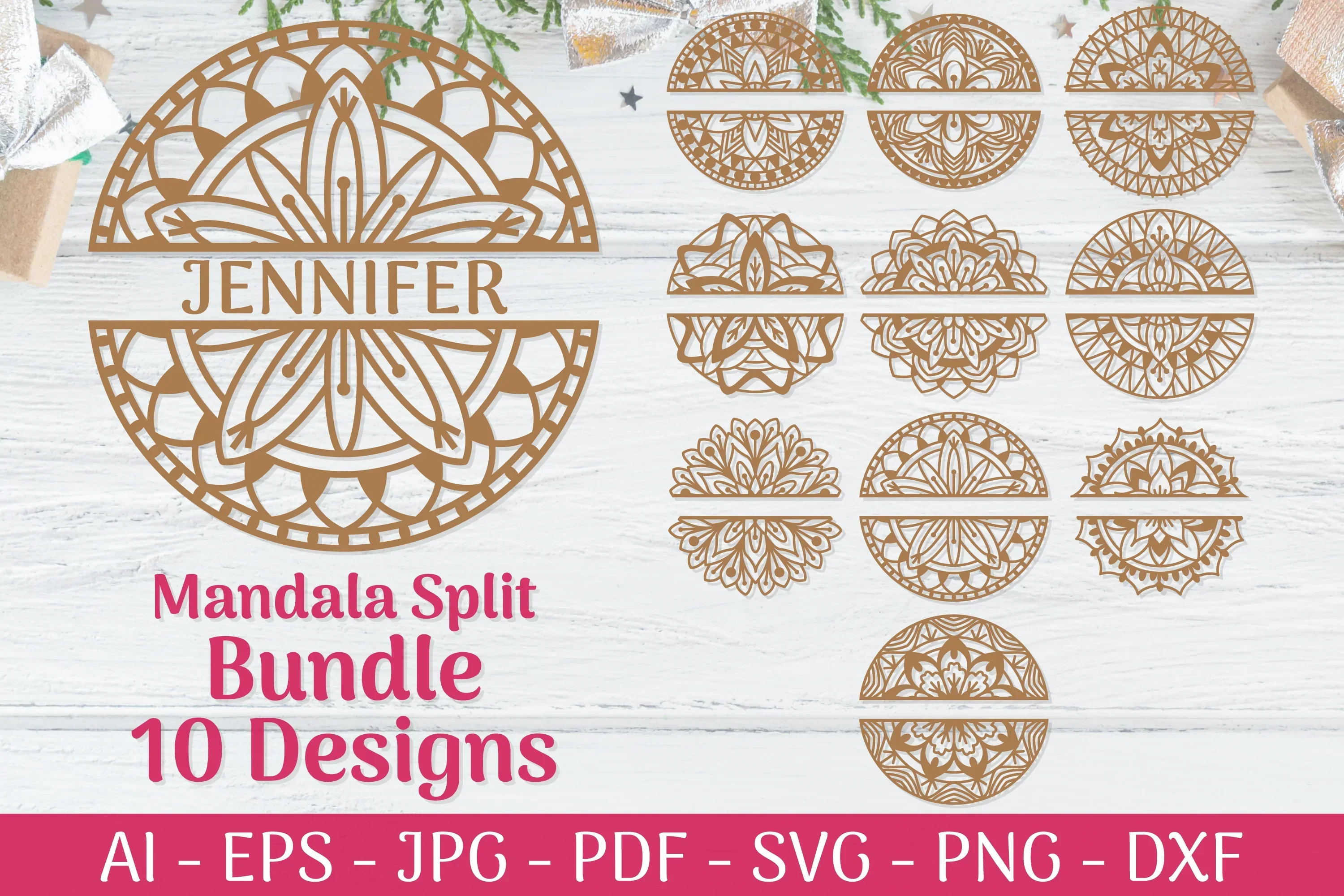 Mandala Split SVG Templates Bundle