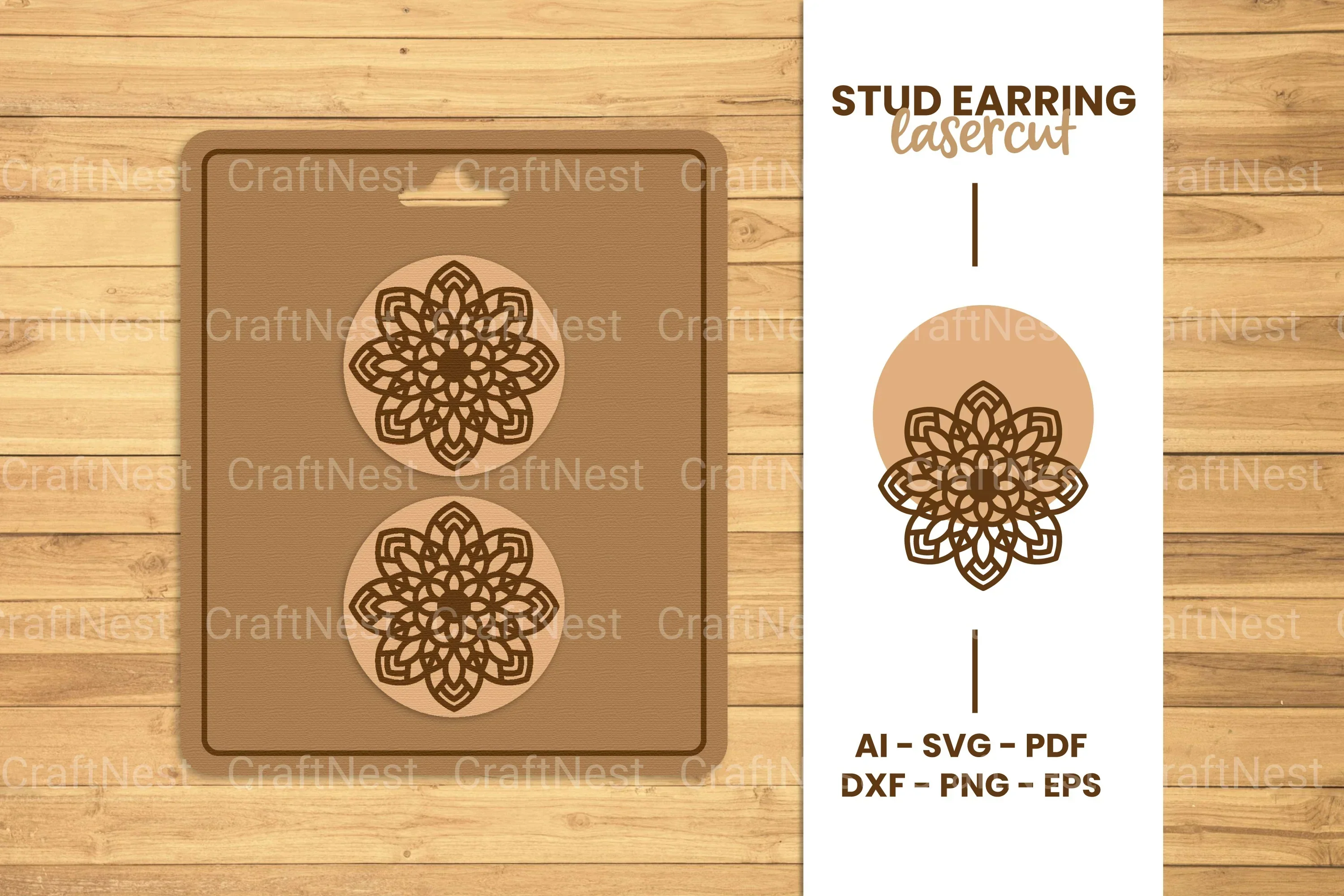 Mandala Stud Earring Lasercut SVG Bundle