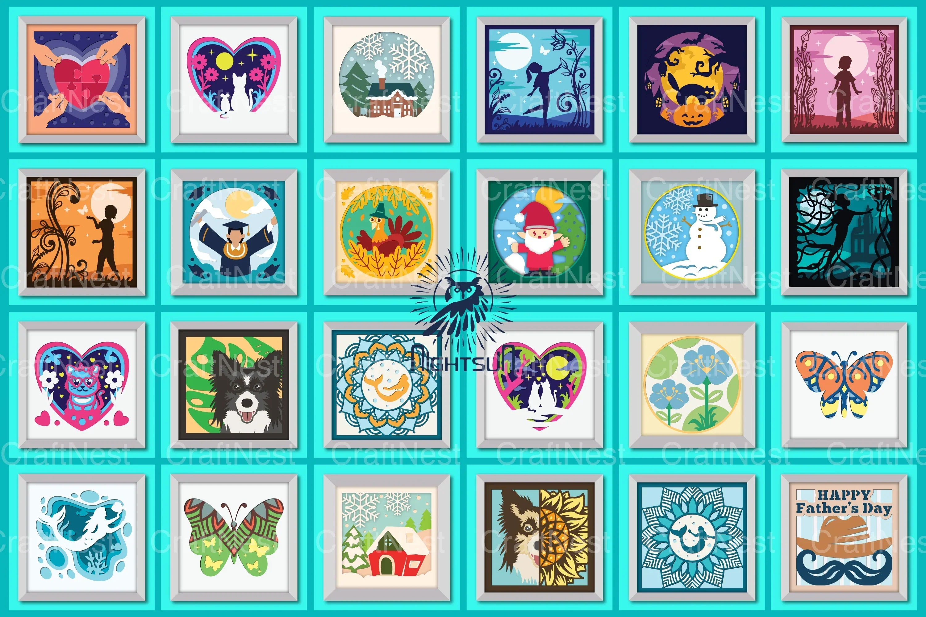 Mega 3D Shadow Box Bundle - Clipart Collection