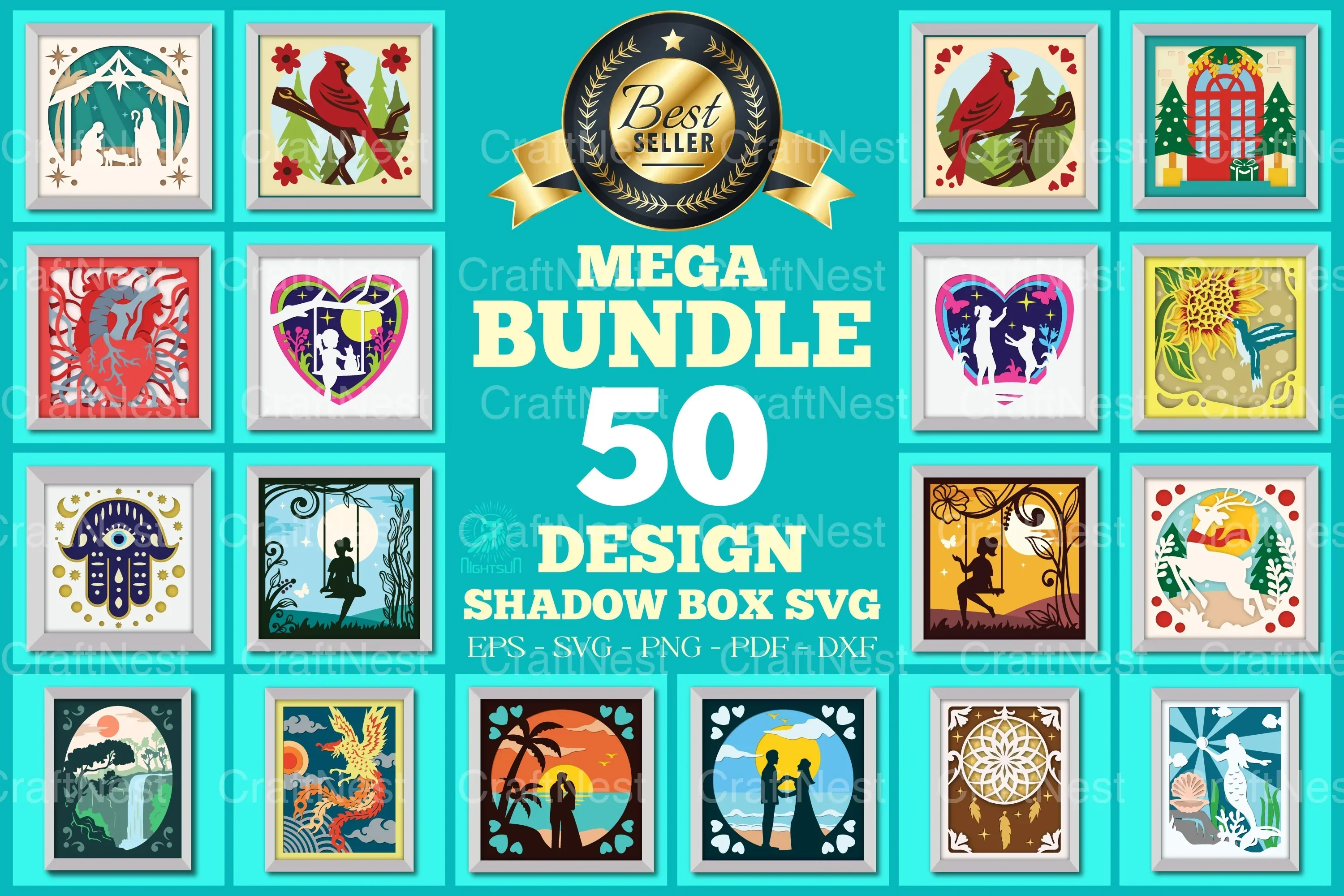 Mega 3D Shadow Box Bundle - Clipart Collection - Image 3