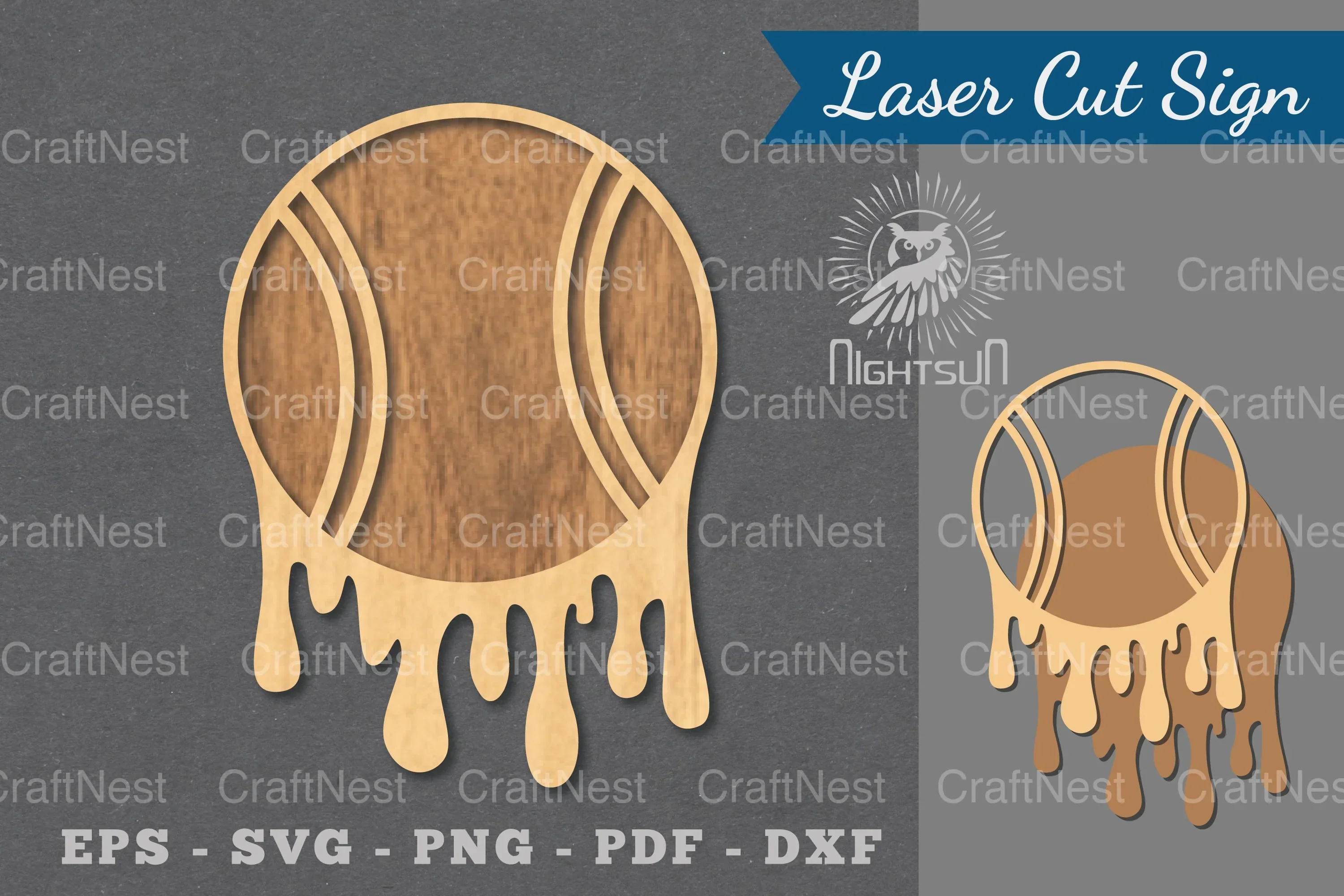 Melted Baseball Laser Cut Decoration Clipart Bundle