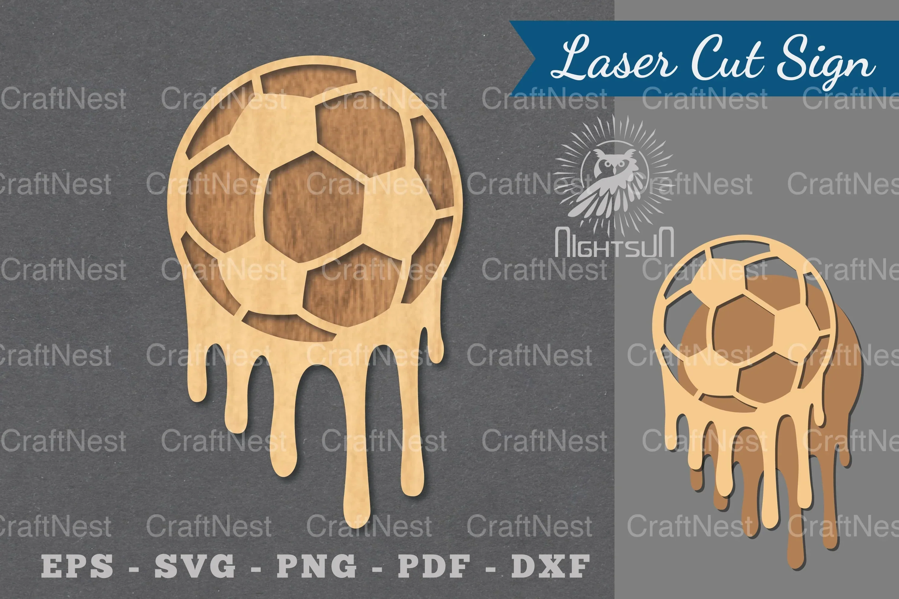 Melted Football Laser Cut Decoration Clipart Bundle