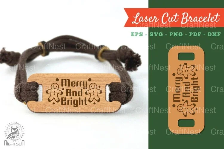 Merry and Bright Laser Cut Bracelet SVG Bundle