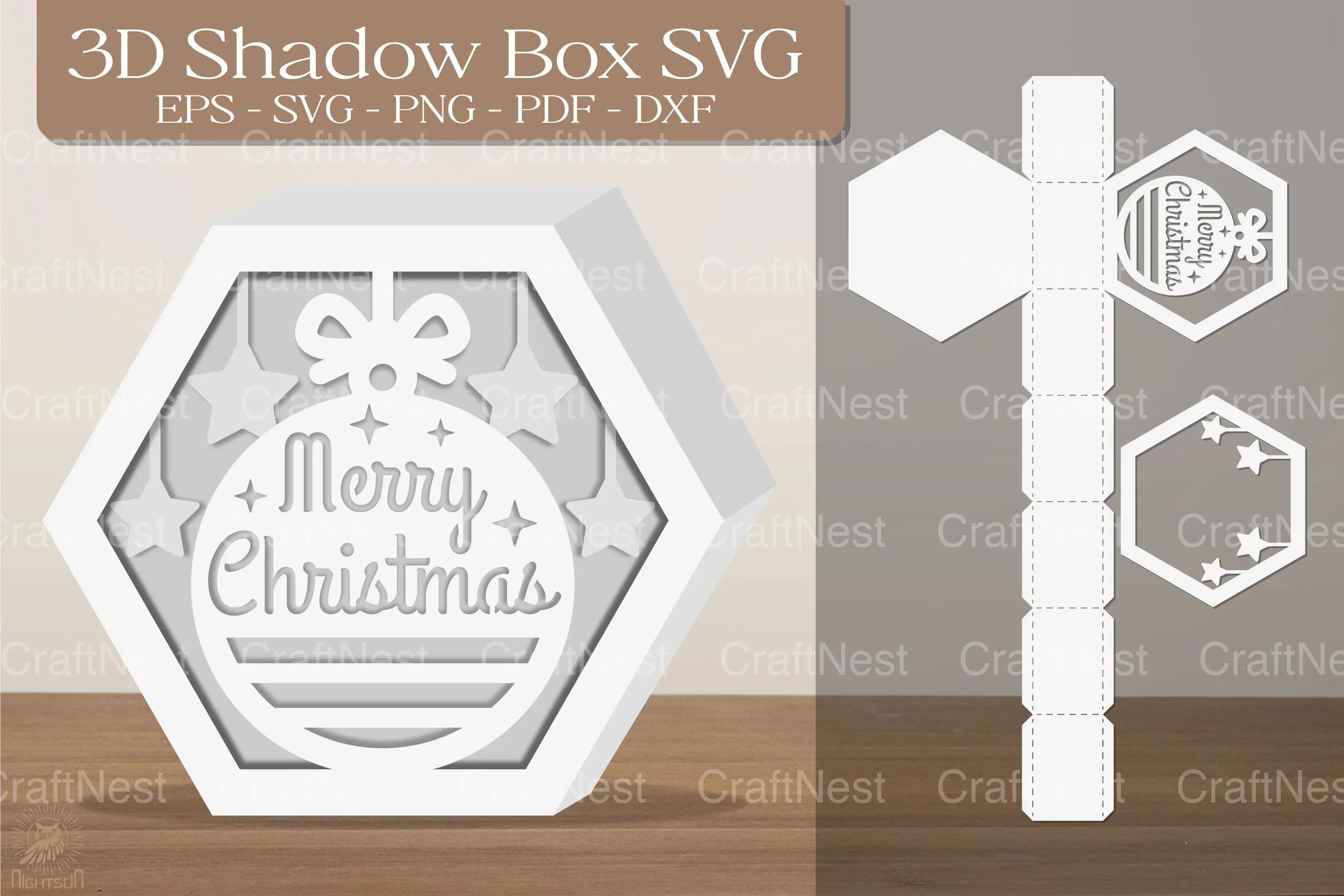 Merry Christmas Ball 3D Shadow Box Papercut Bundle