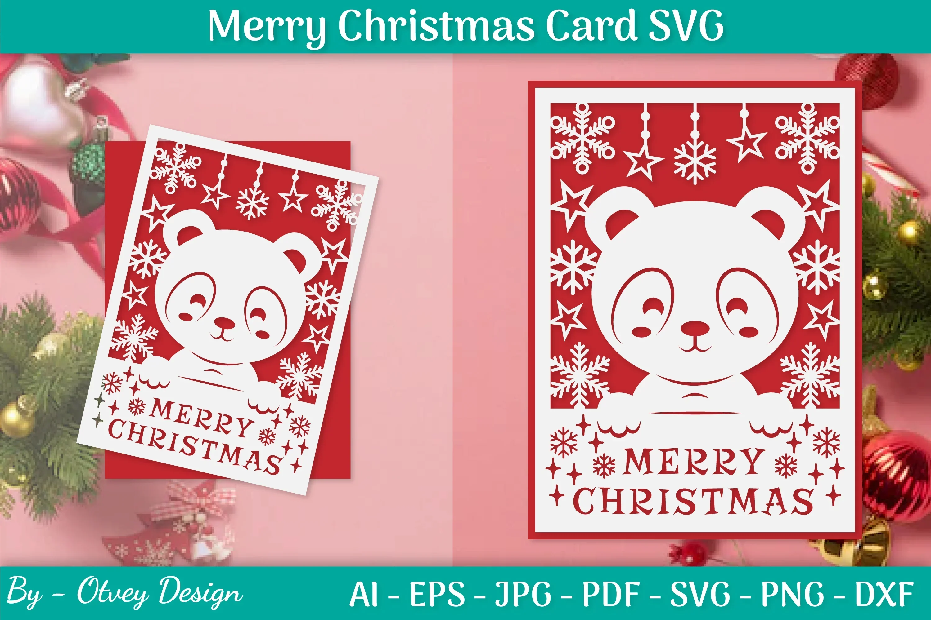 Merry Christmas Card Template SVG Bundle