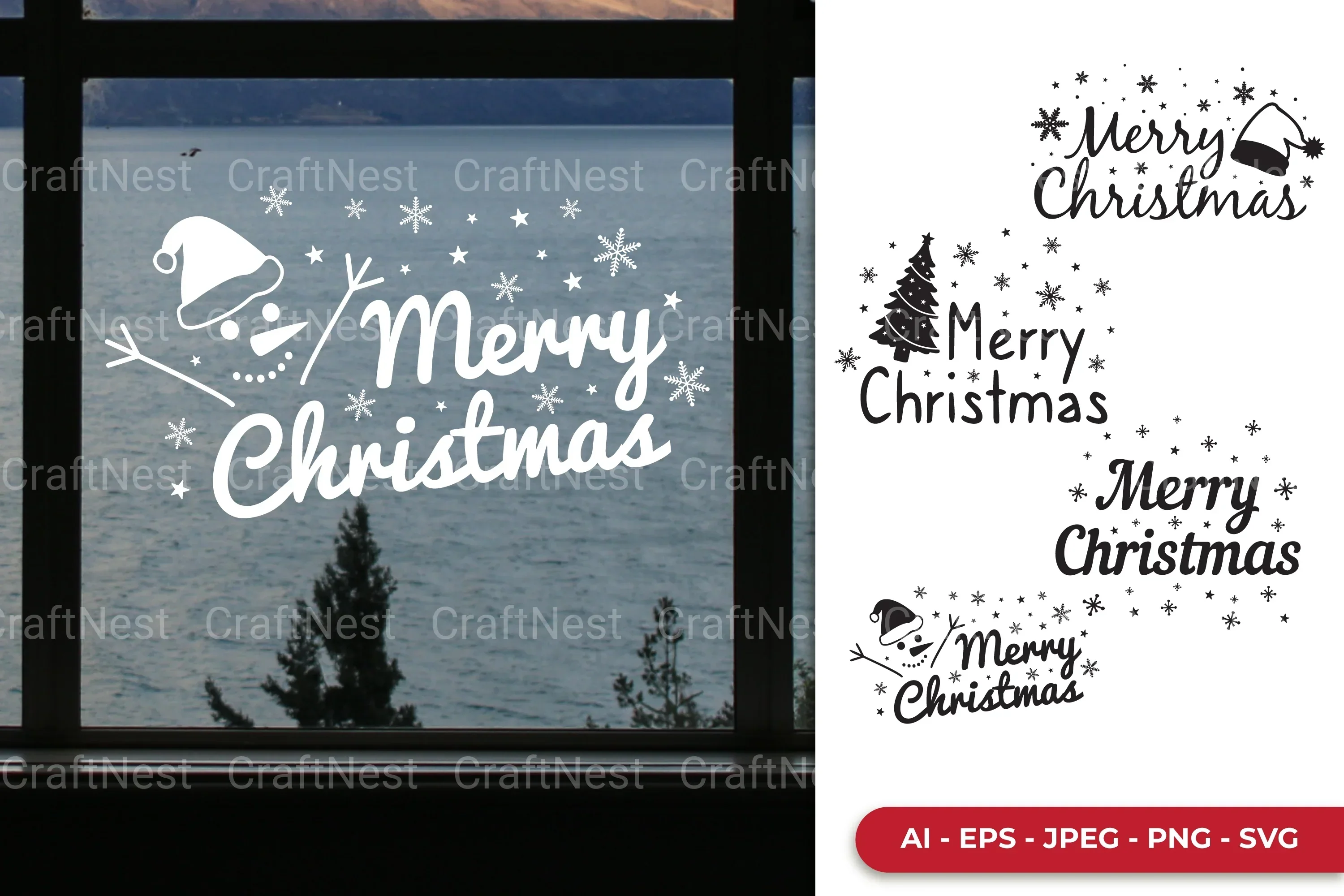 Merry Christmas Decal Set SVG Bundle