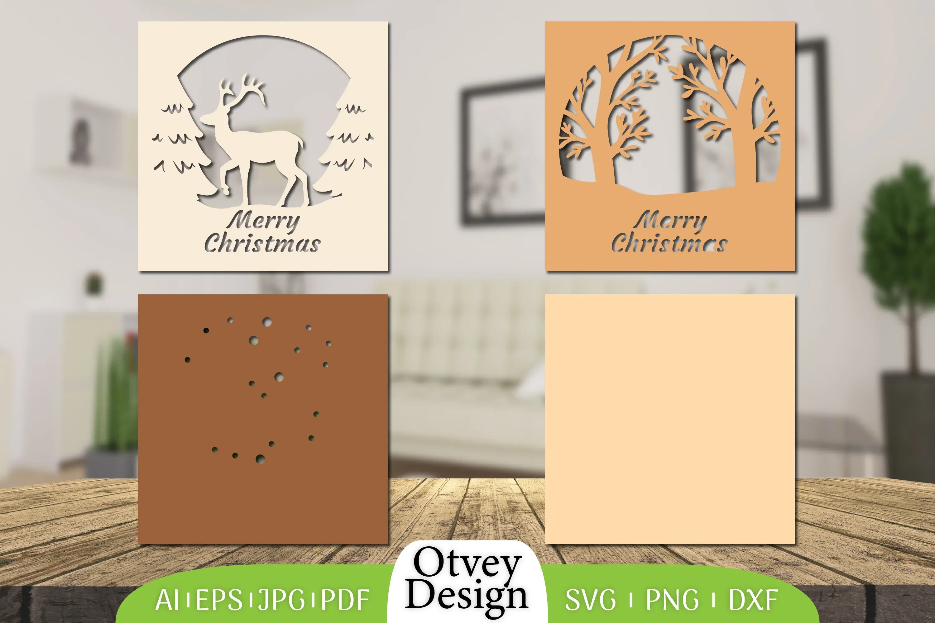 Merry Christmas Deer 3D Shadow Box Papercut SVG Bundle - Image 2