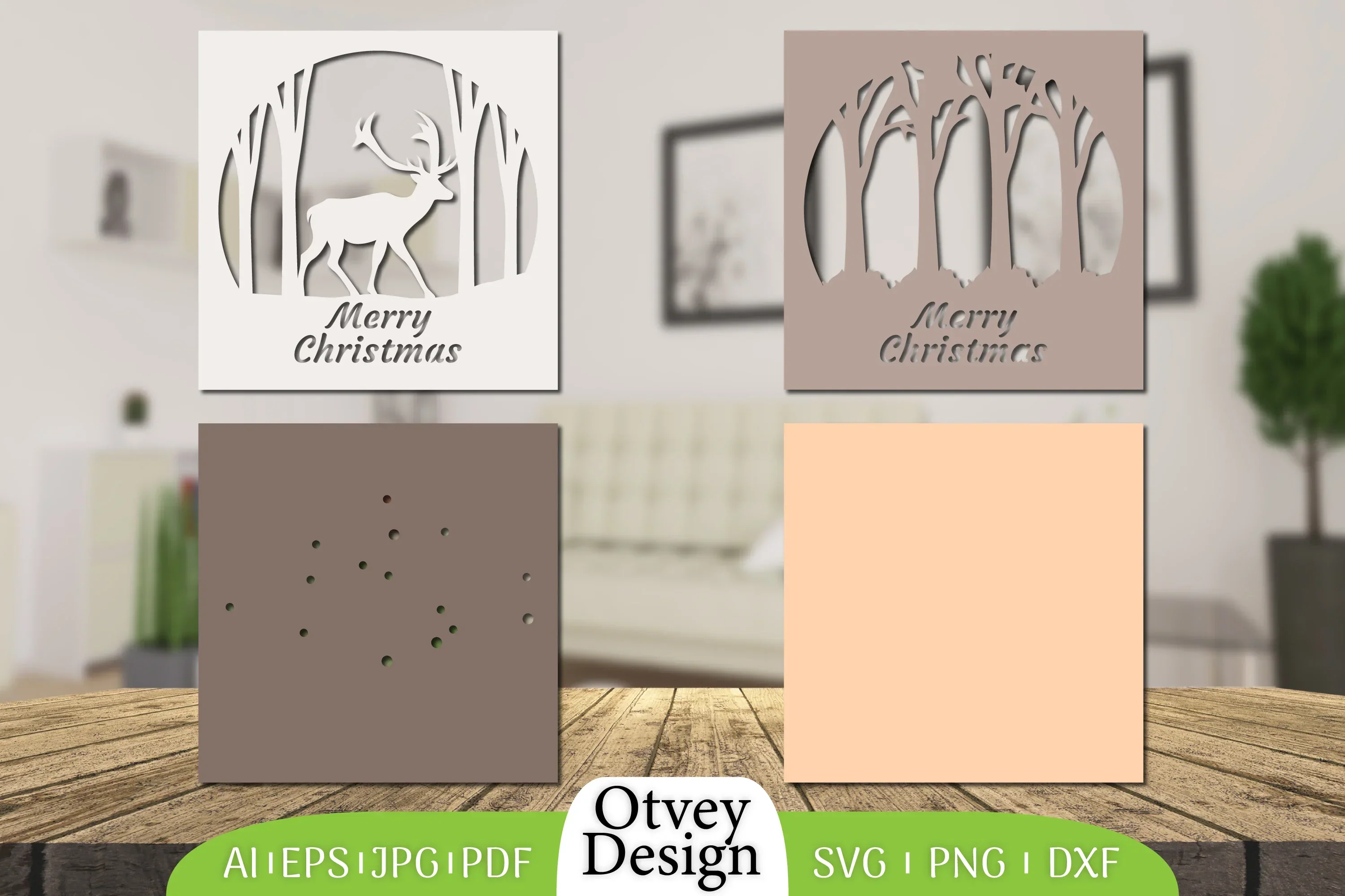 Merry Christmas Deer 3D Shadow Box Papercut SVG Bundle - Image 2