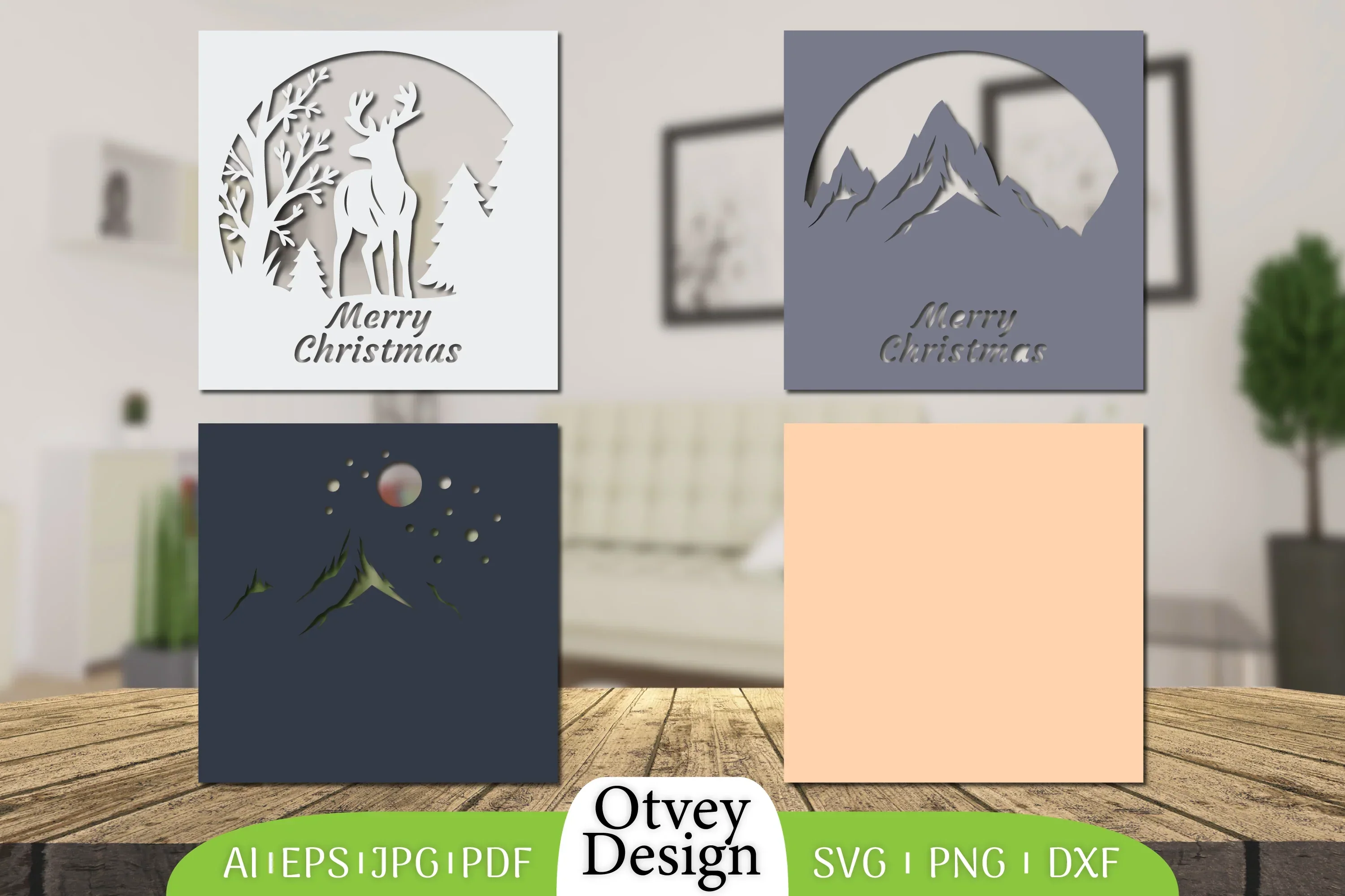 Merry Christmas Deer 3D Shadow Box Papercut SVG Bundle - Image 2