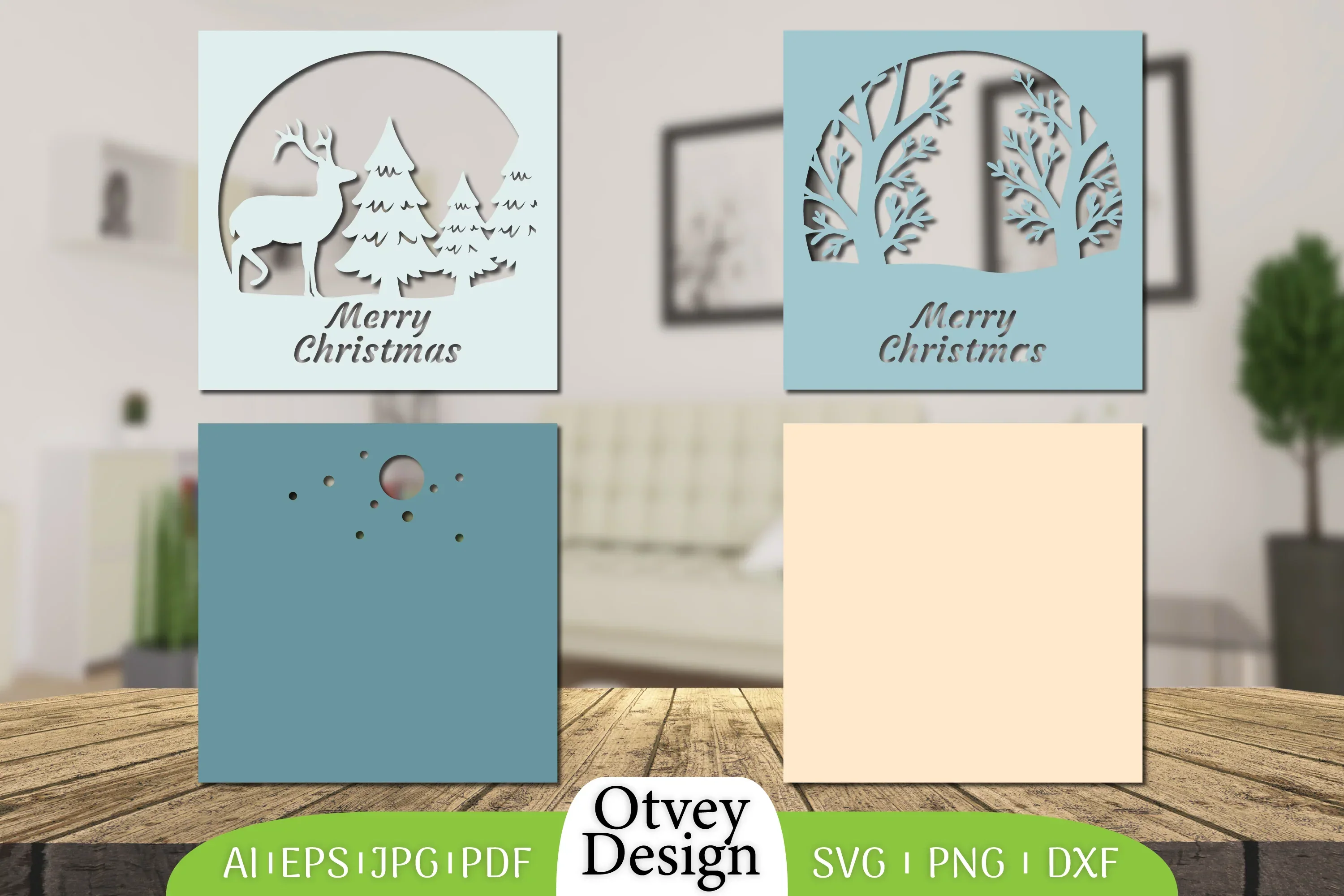 Merry Christmas Deer 3D Shadow Box Papercut SVG Bundle - Image 2