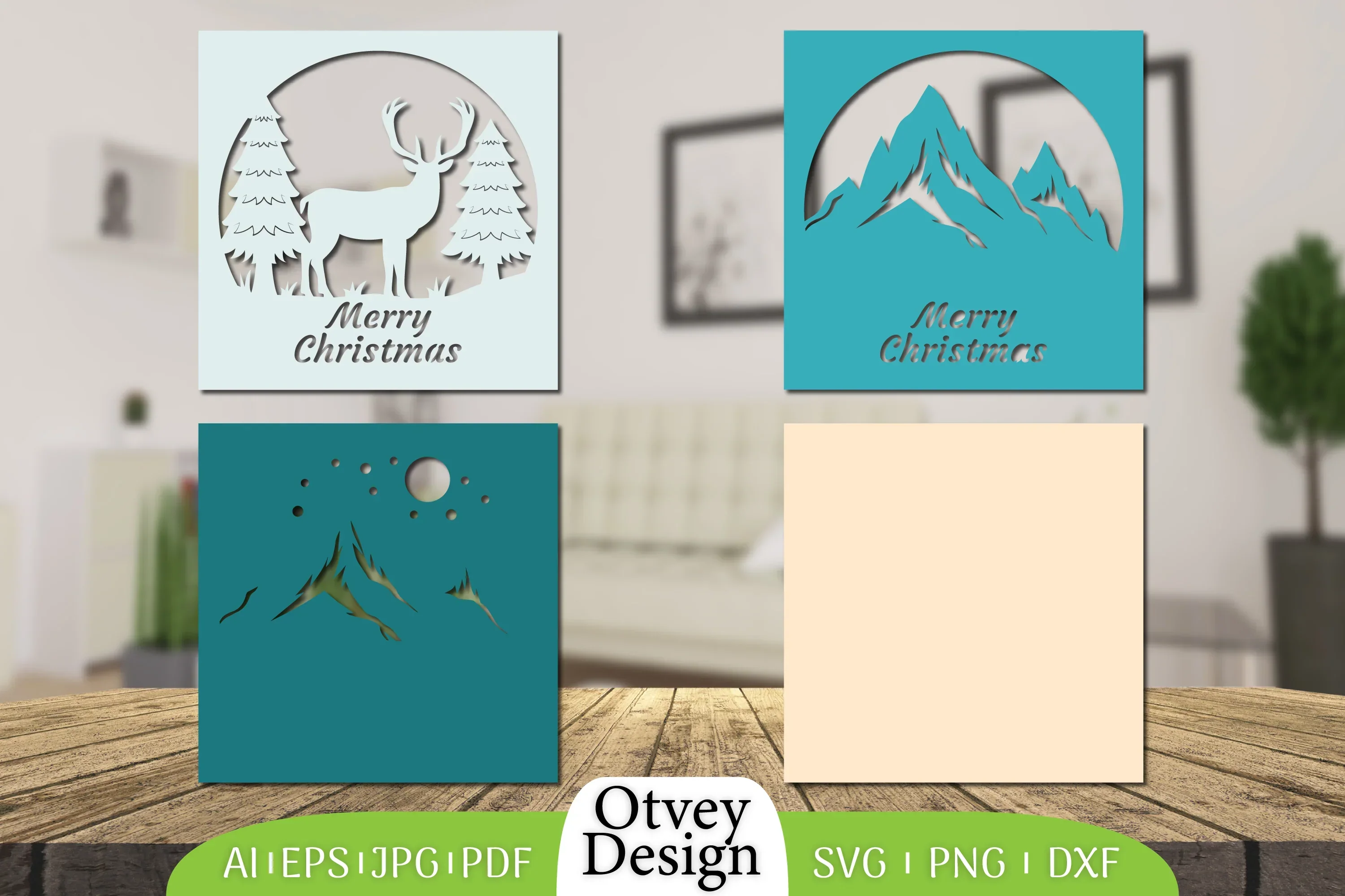 Merry Christmas Deer 3D Shadow Box Papercut SVG Bundle - Image 2