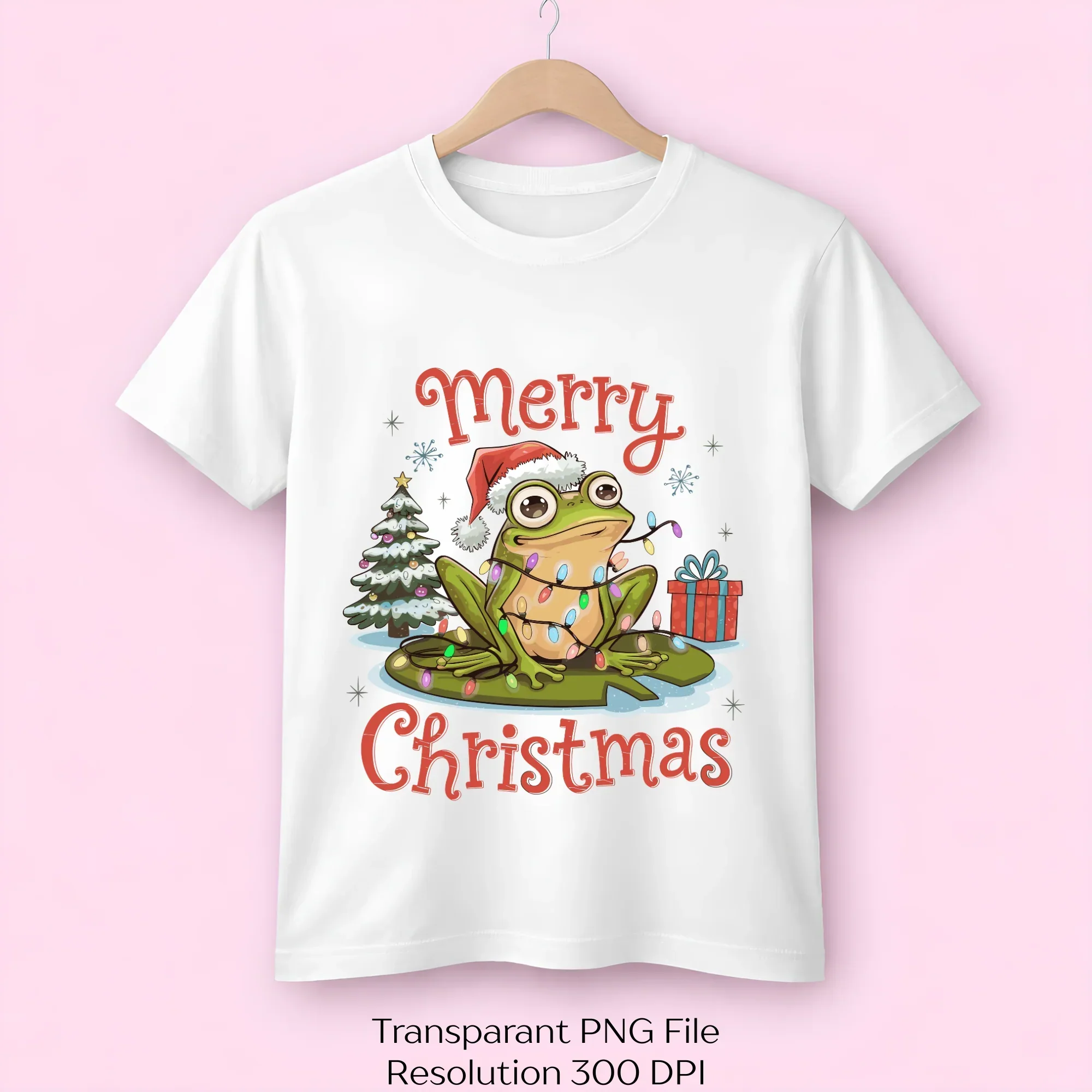 Merry Christmas Festive Frog with Lights Clipart Bundle